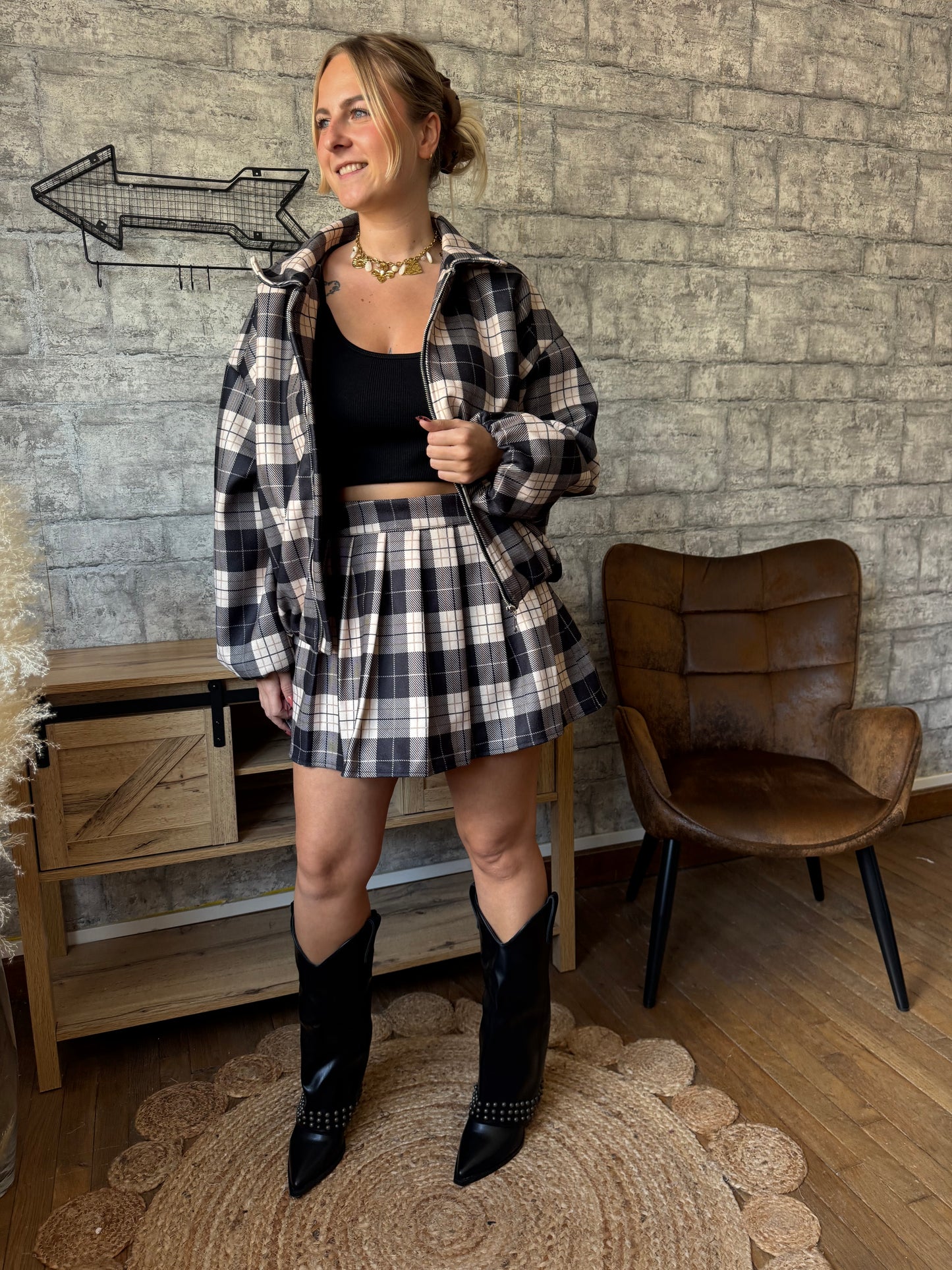 Jupe Short Écossais Noir