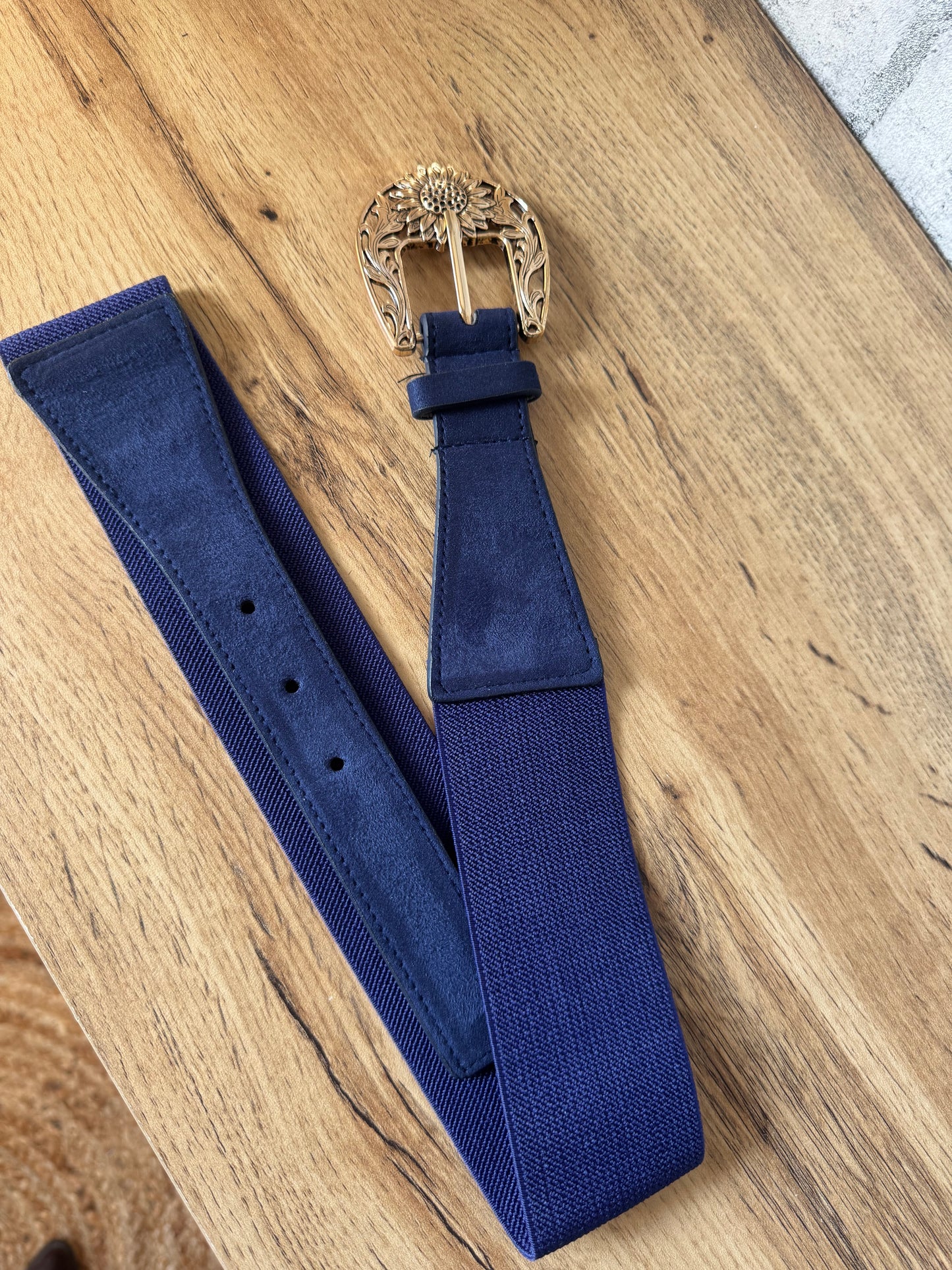 Ceinture Boucle Soleil Bleu Marine