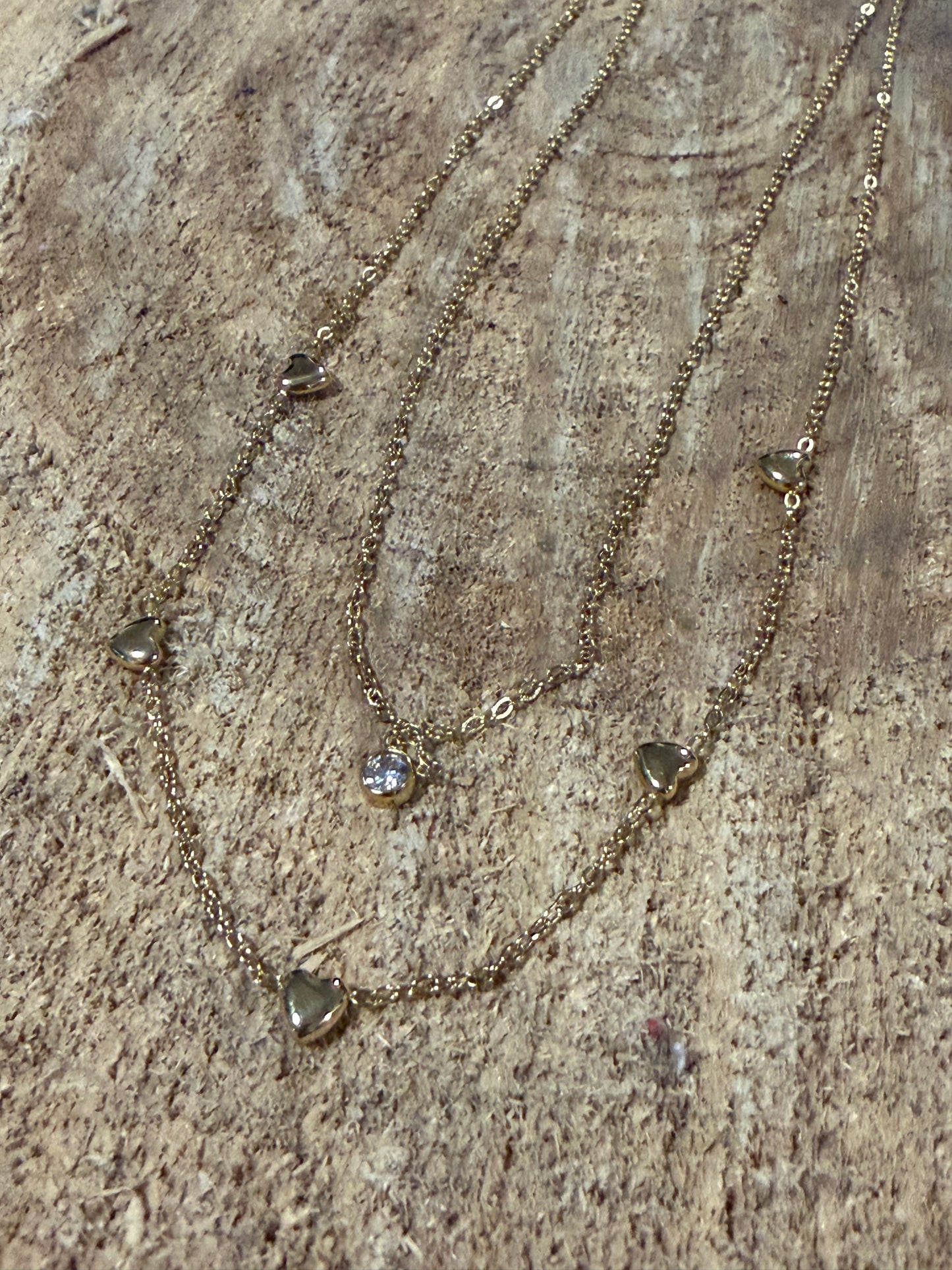 Collier Double cœur/strass