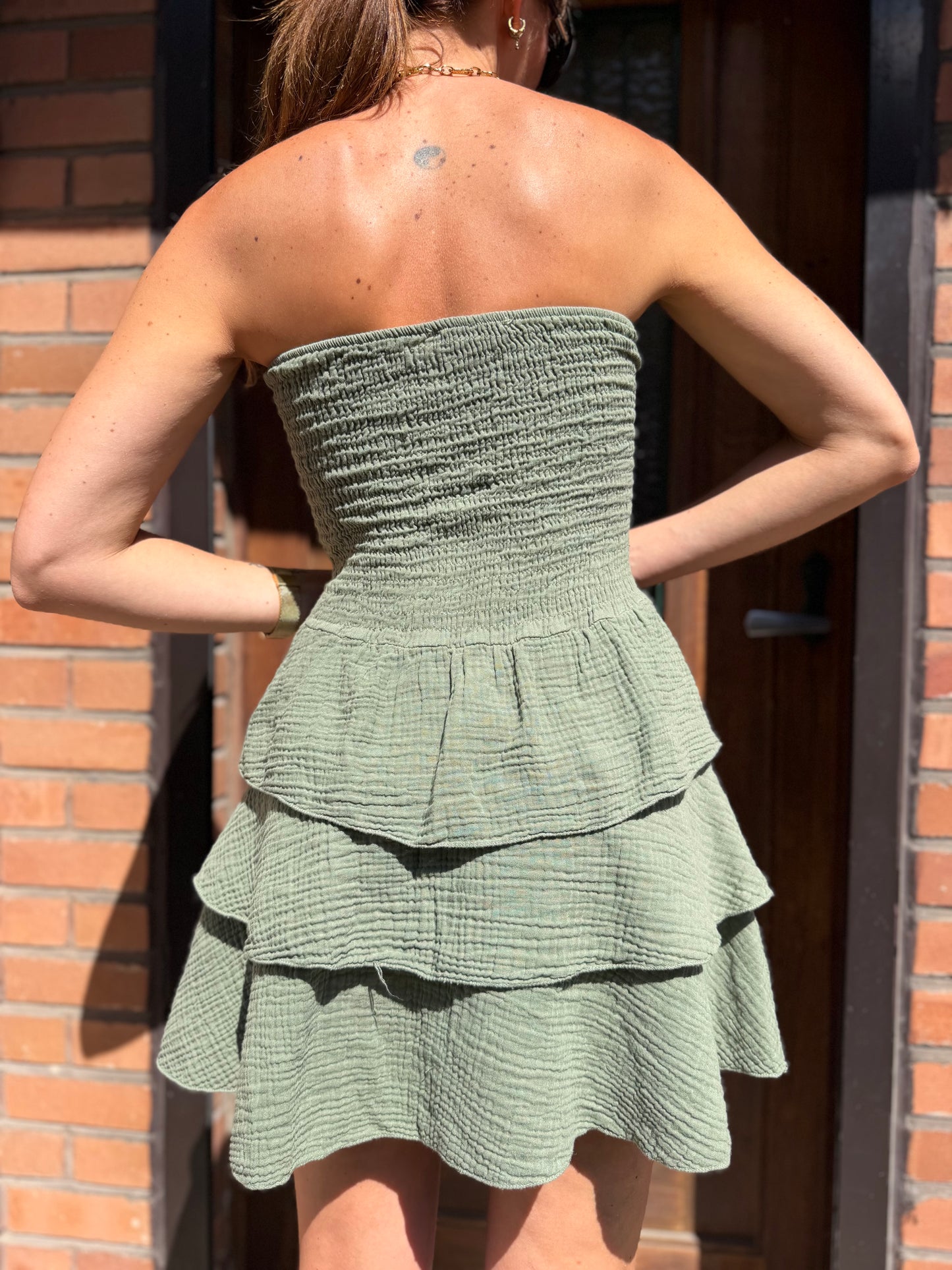 Robe Bustier Coton Kaki