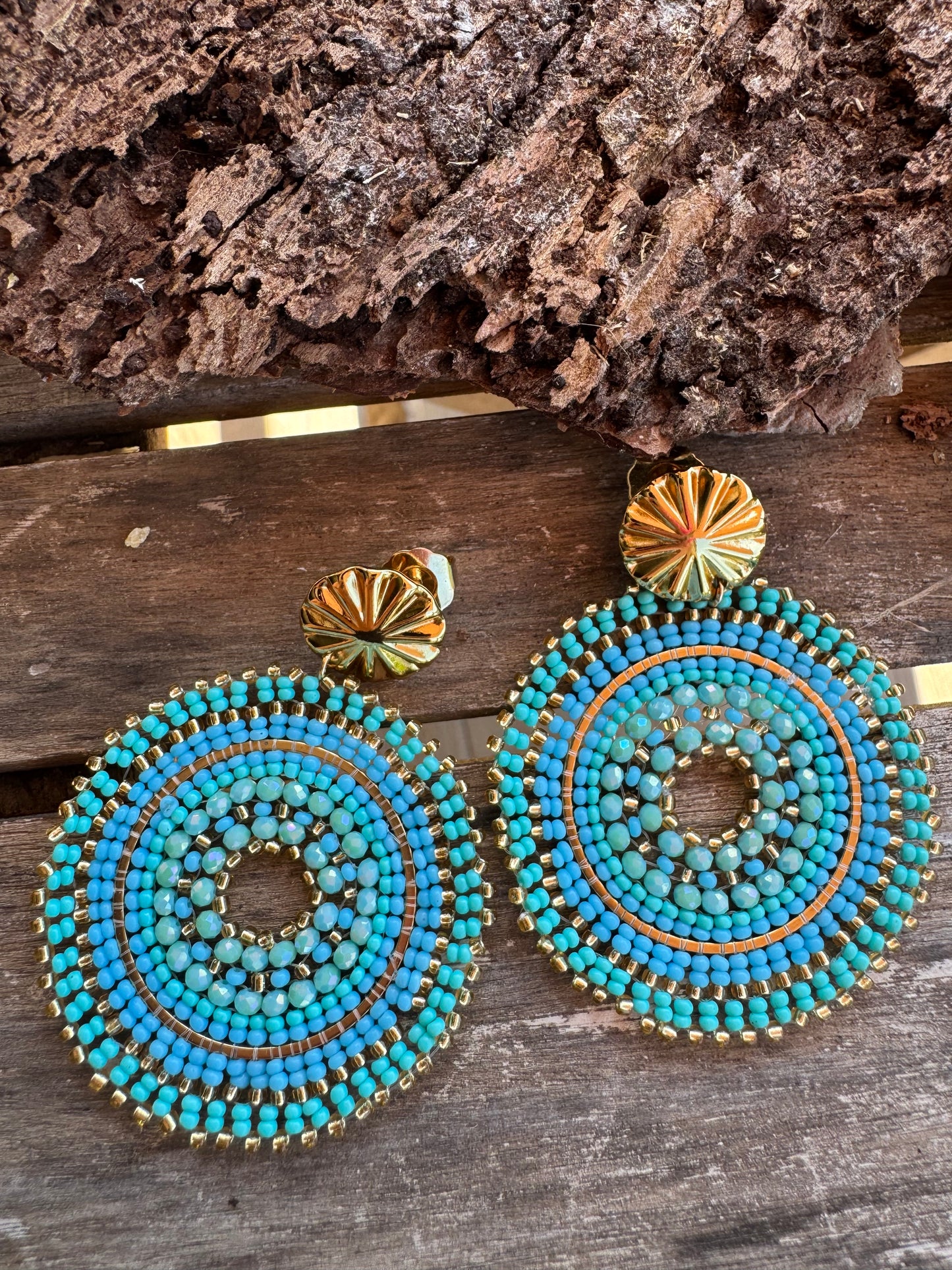 Boucle D’oreille Joy Bleu doré