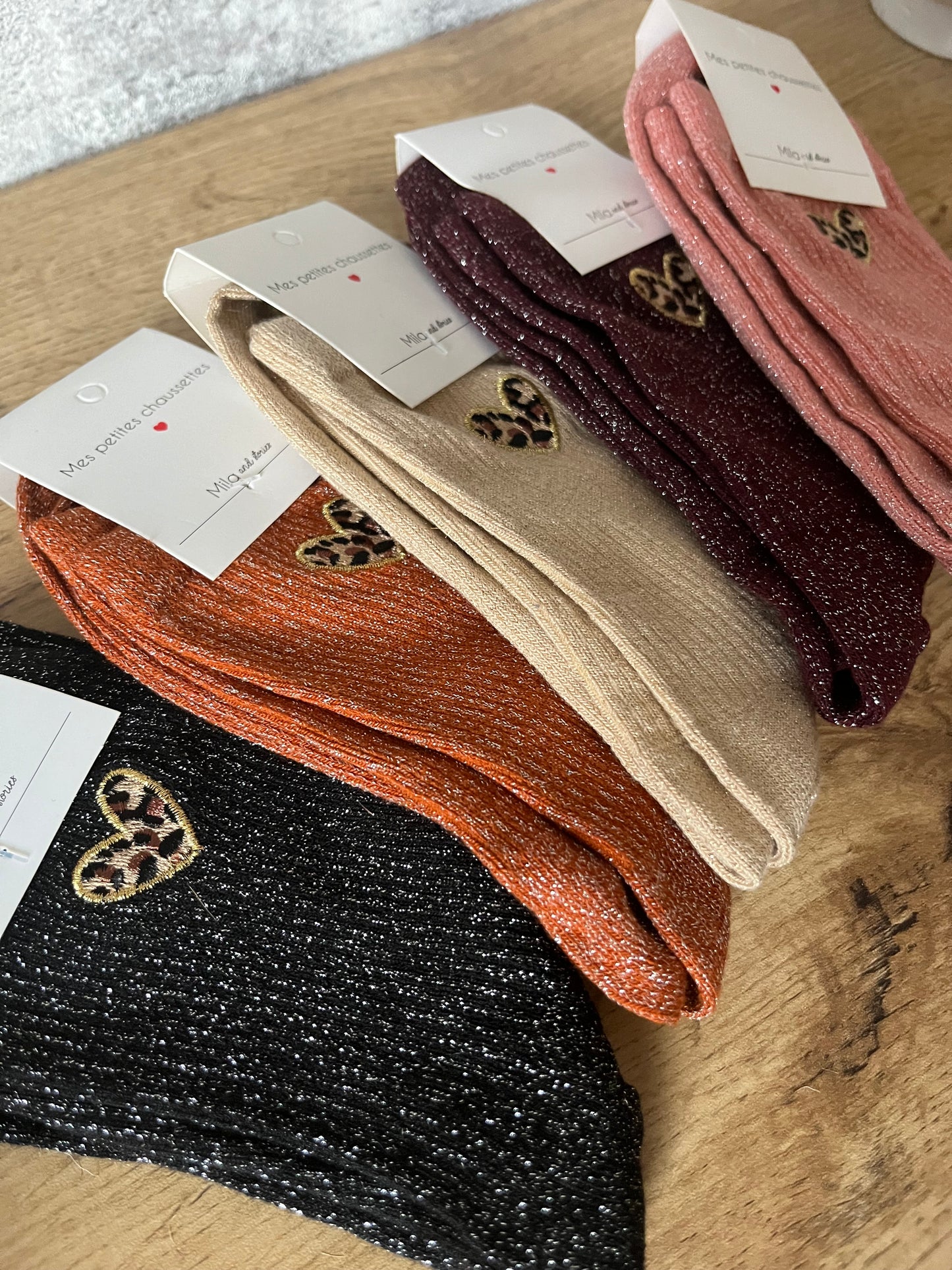 Chaussettes Cœur Léopard