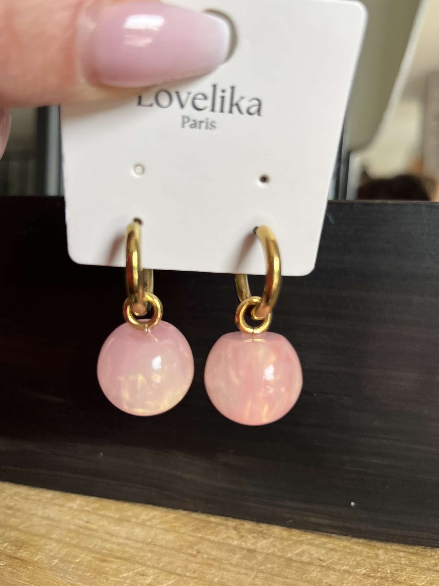 Boucle D’Oreille Boule Rose