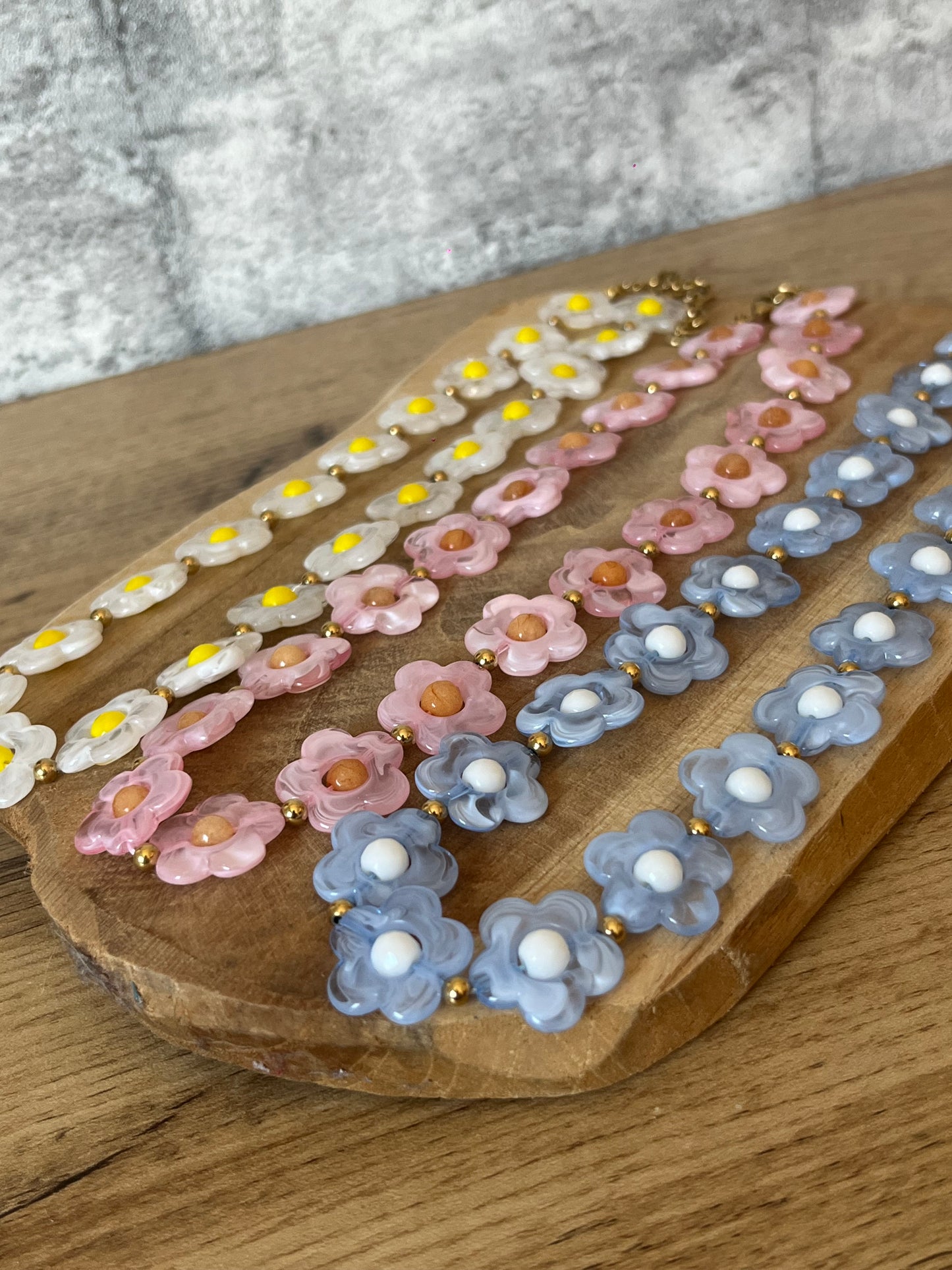 Collier marguerite bleu