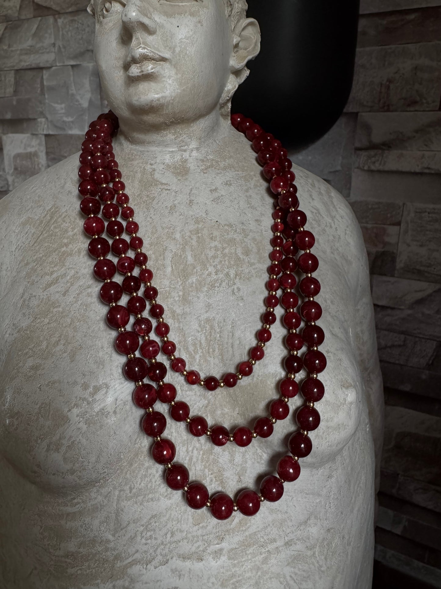Collier Billes Bordeaux