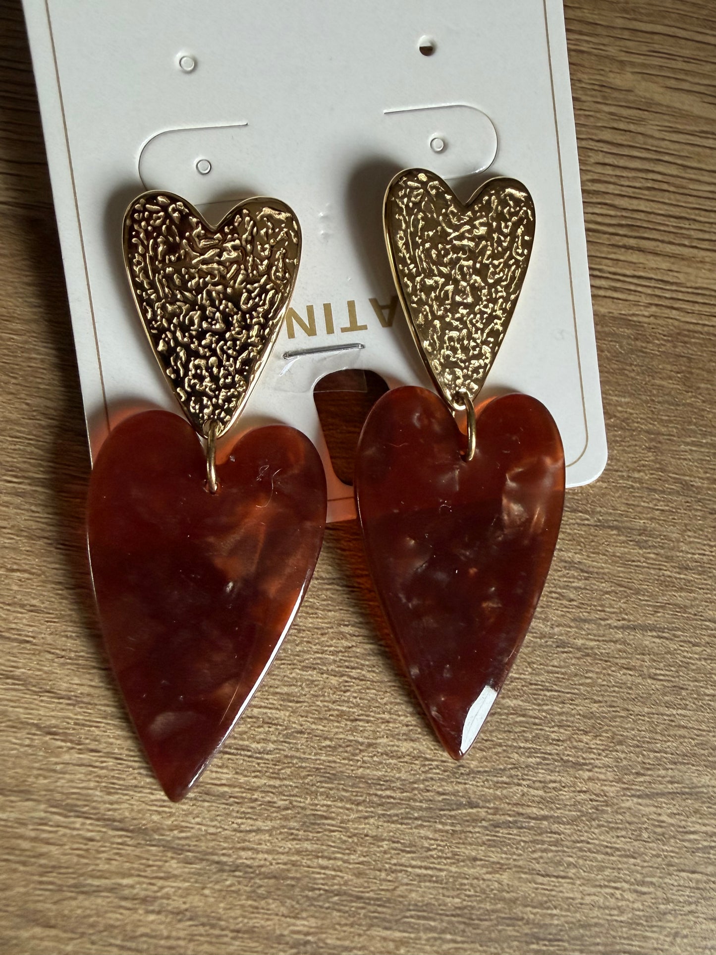 Boucle d’oreille Cœur Nacré Marron