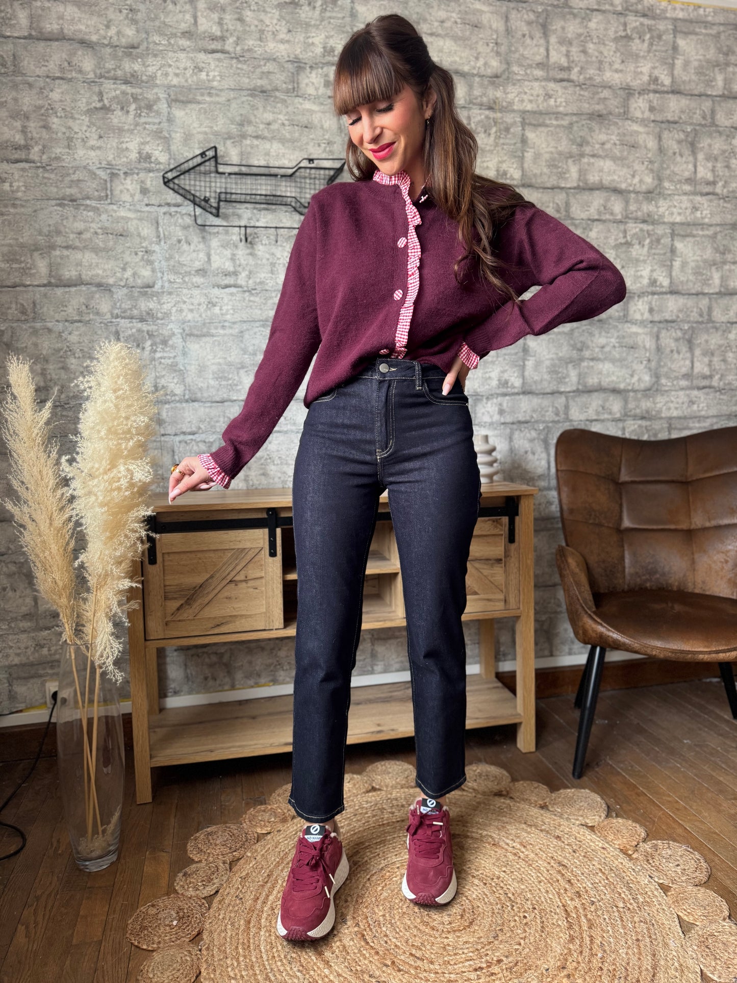 Gilet Vichy Bordeaux