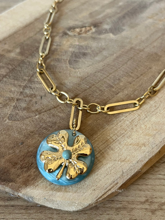 Collier Fleurs Bleu