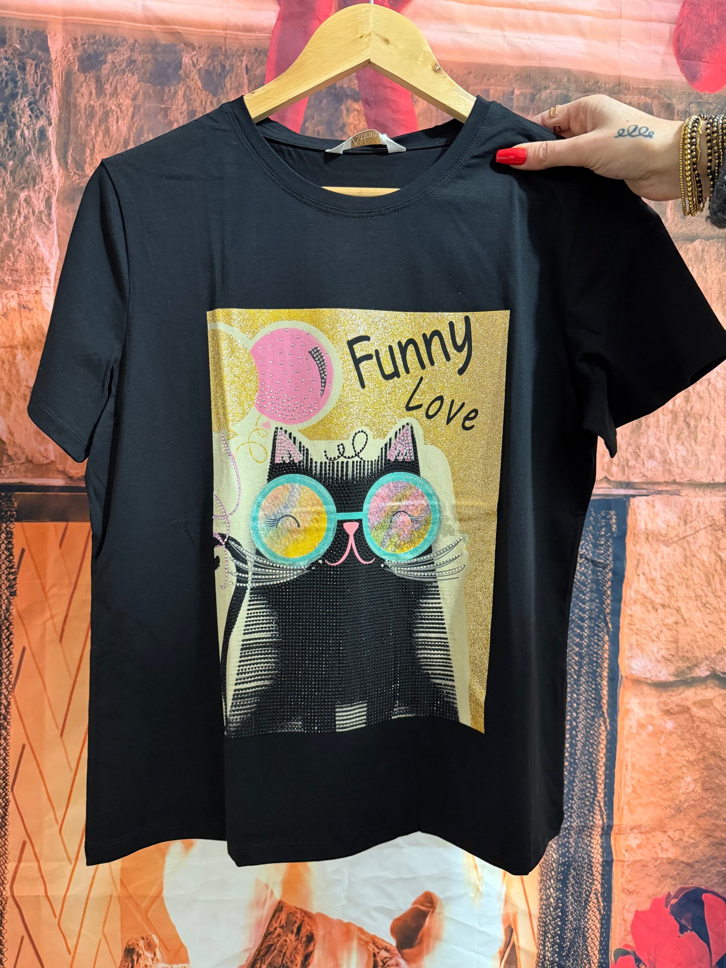 T-Shirt Chat Paillettes