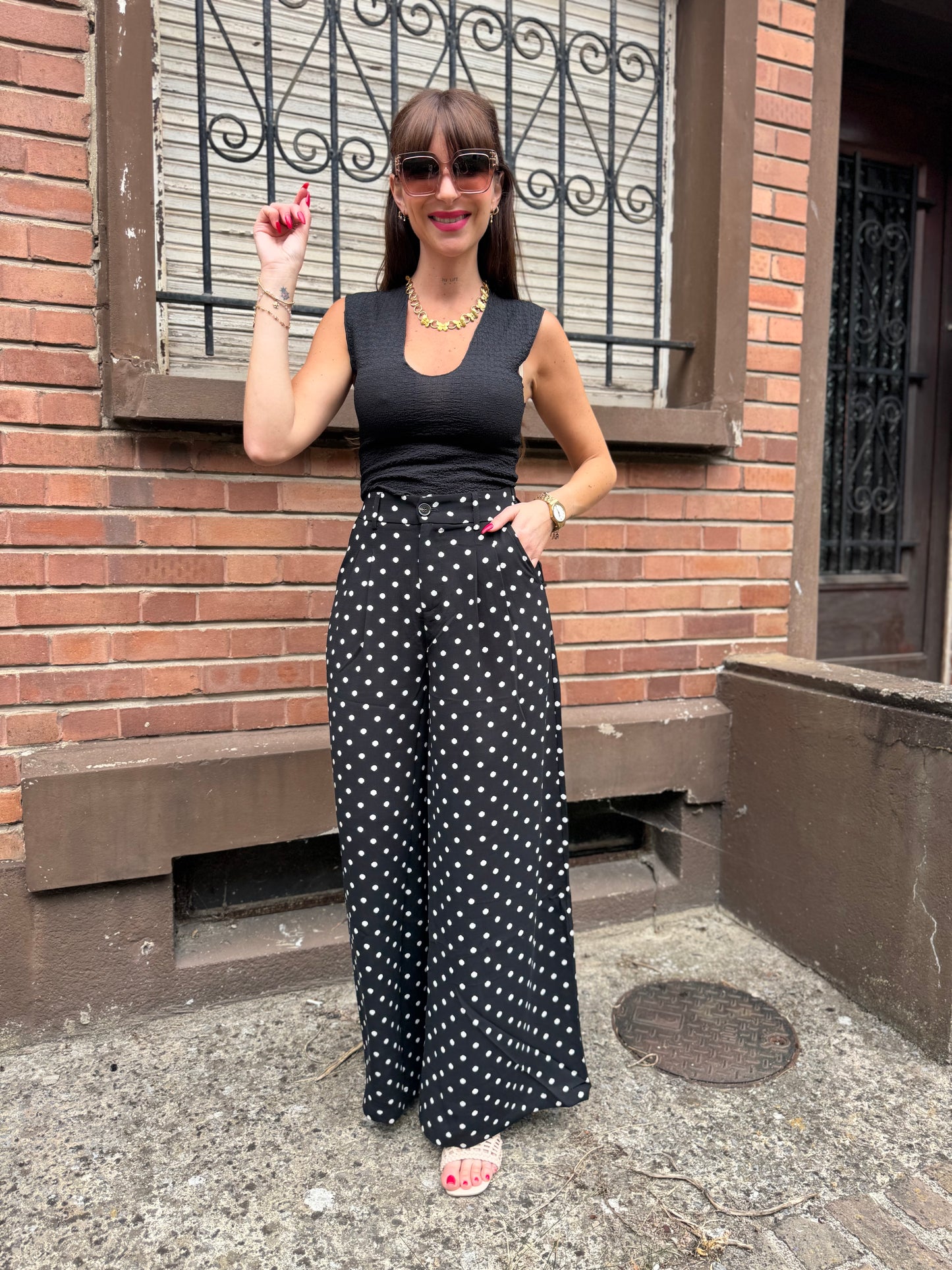 Pantalon Pois Noir