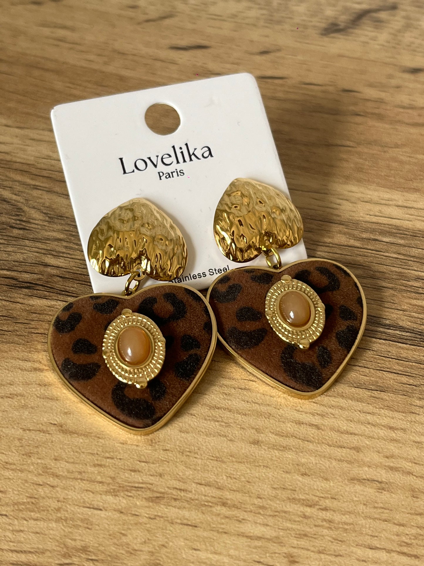 Boucle d’oreille Coeur Léopard
