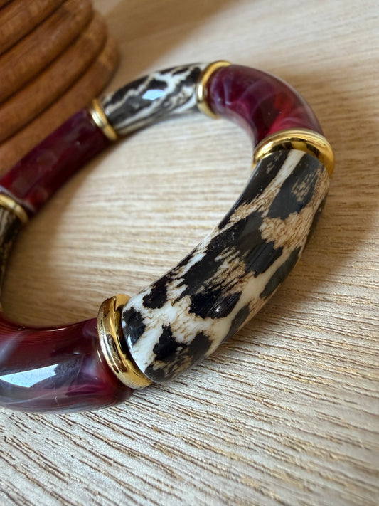 Bracelet Léopard Bordeau