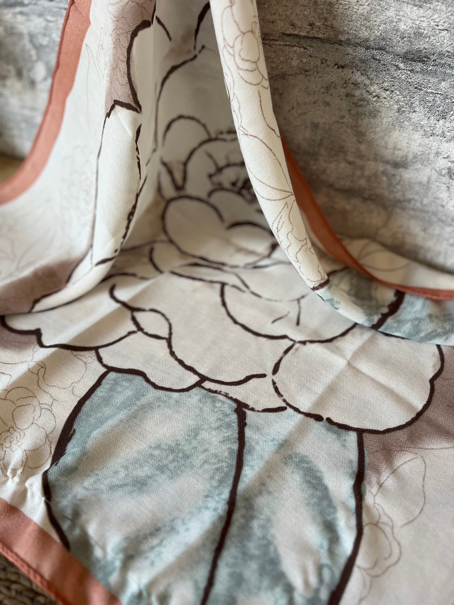 Foulard Fleurs Écru