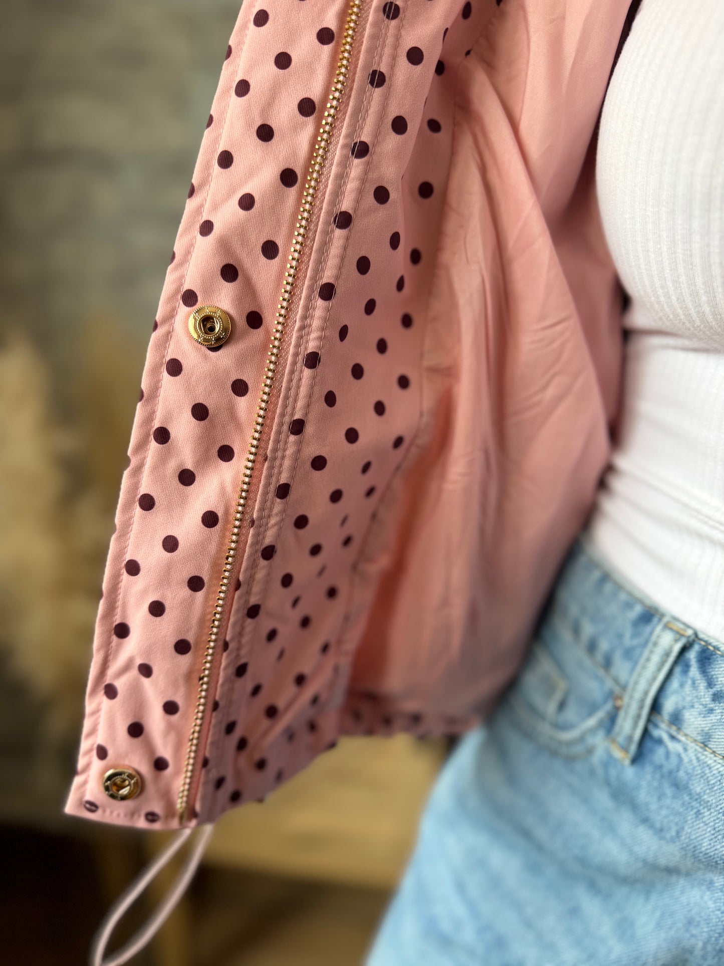 Veste Imperméable Pois Rose