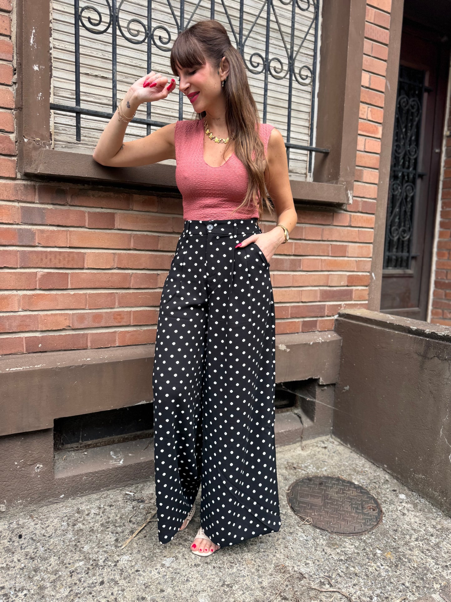 Pantalon Pois Noir