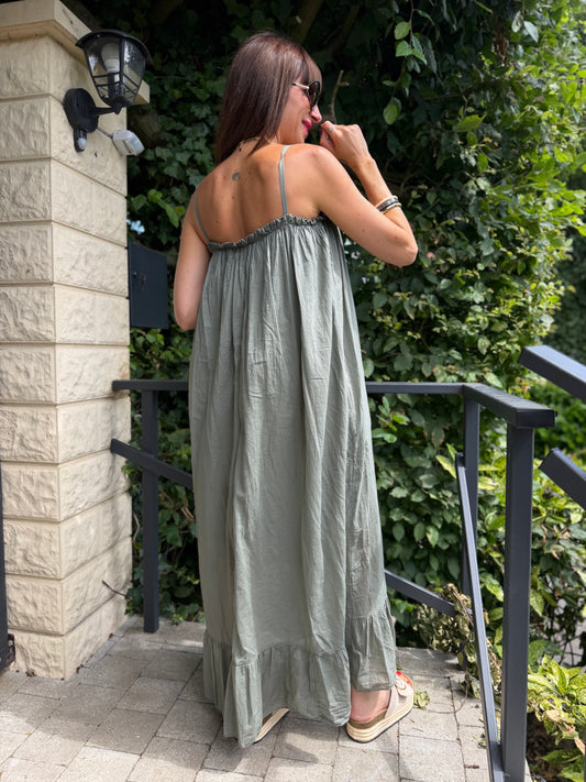 Robe Longue Bretelle Kaki