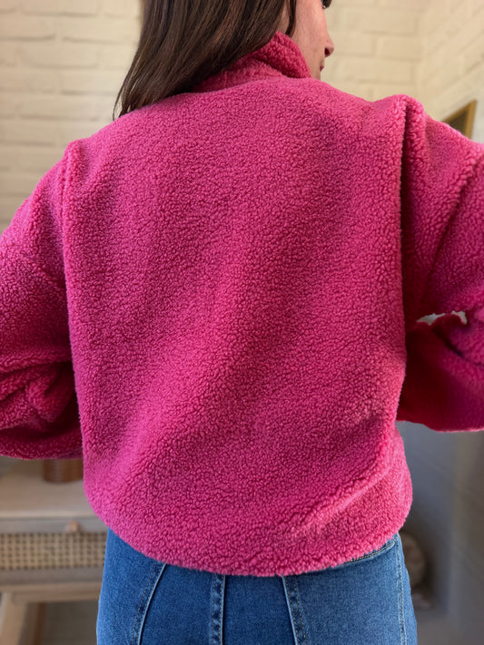 Veste Teddy Framboise