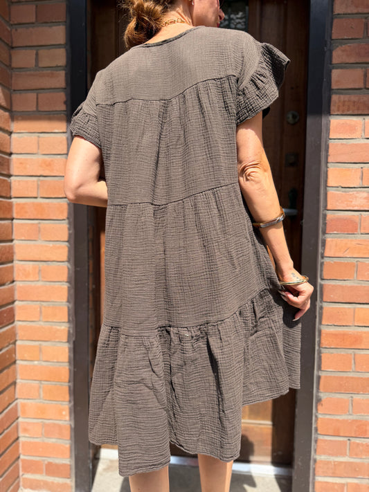 Robe Ample Coton Marron New