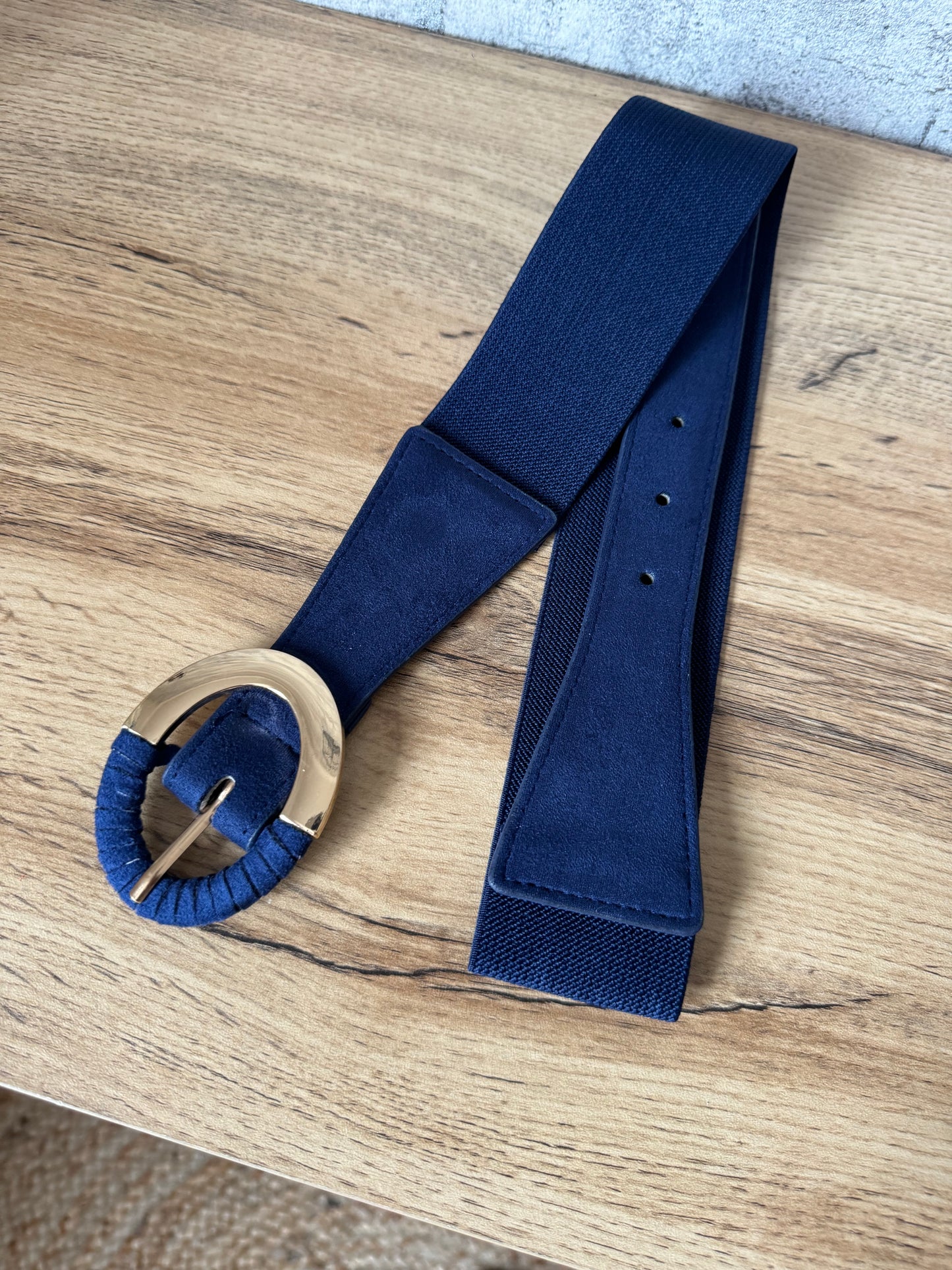 Ceinture Bi-Matiere Bleu Marine