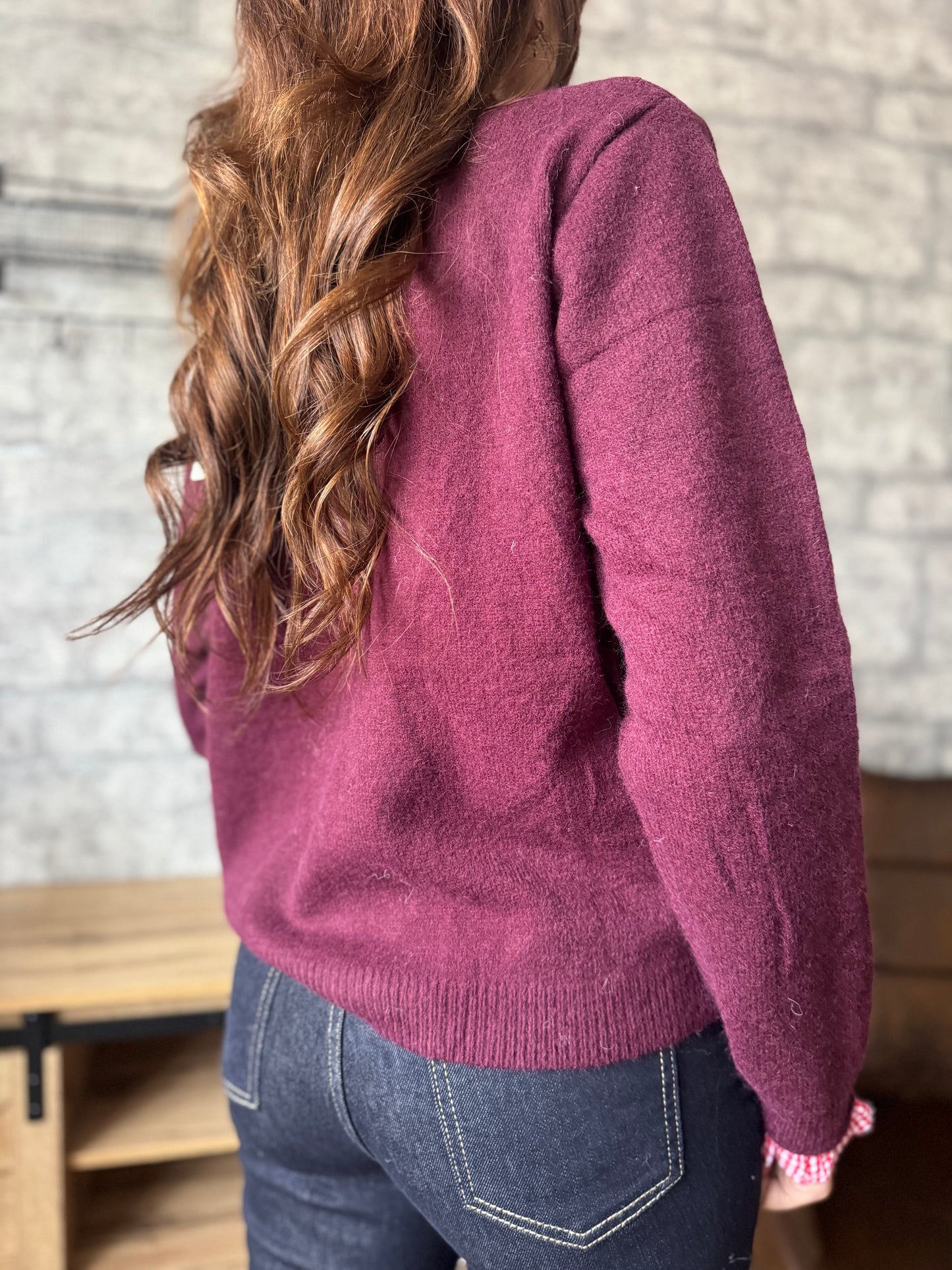 Gilet Vichy Bordeaux