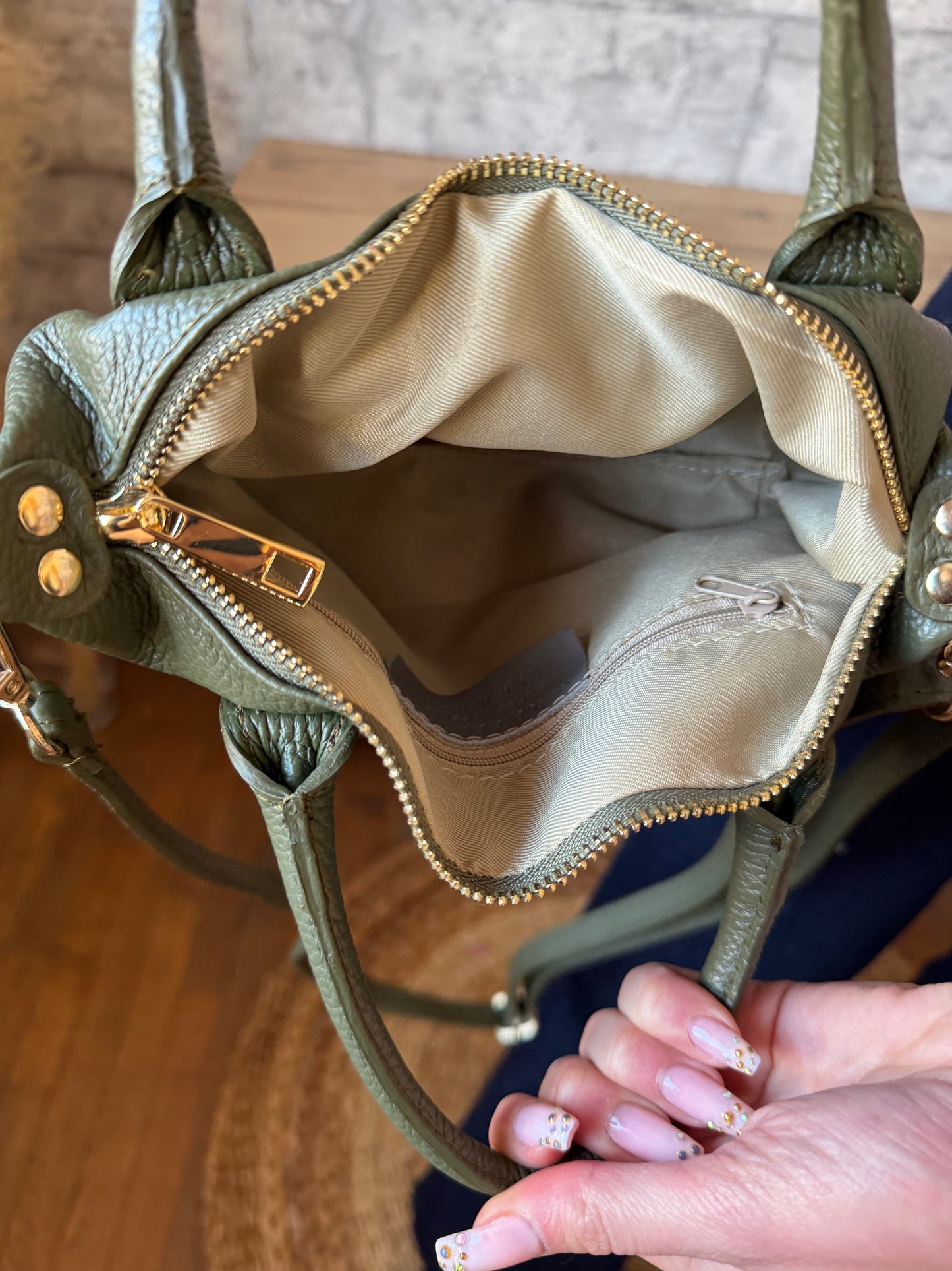 Sac Charles CUIR Kaki