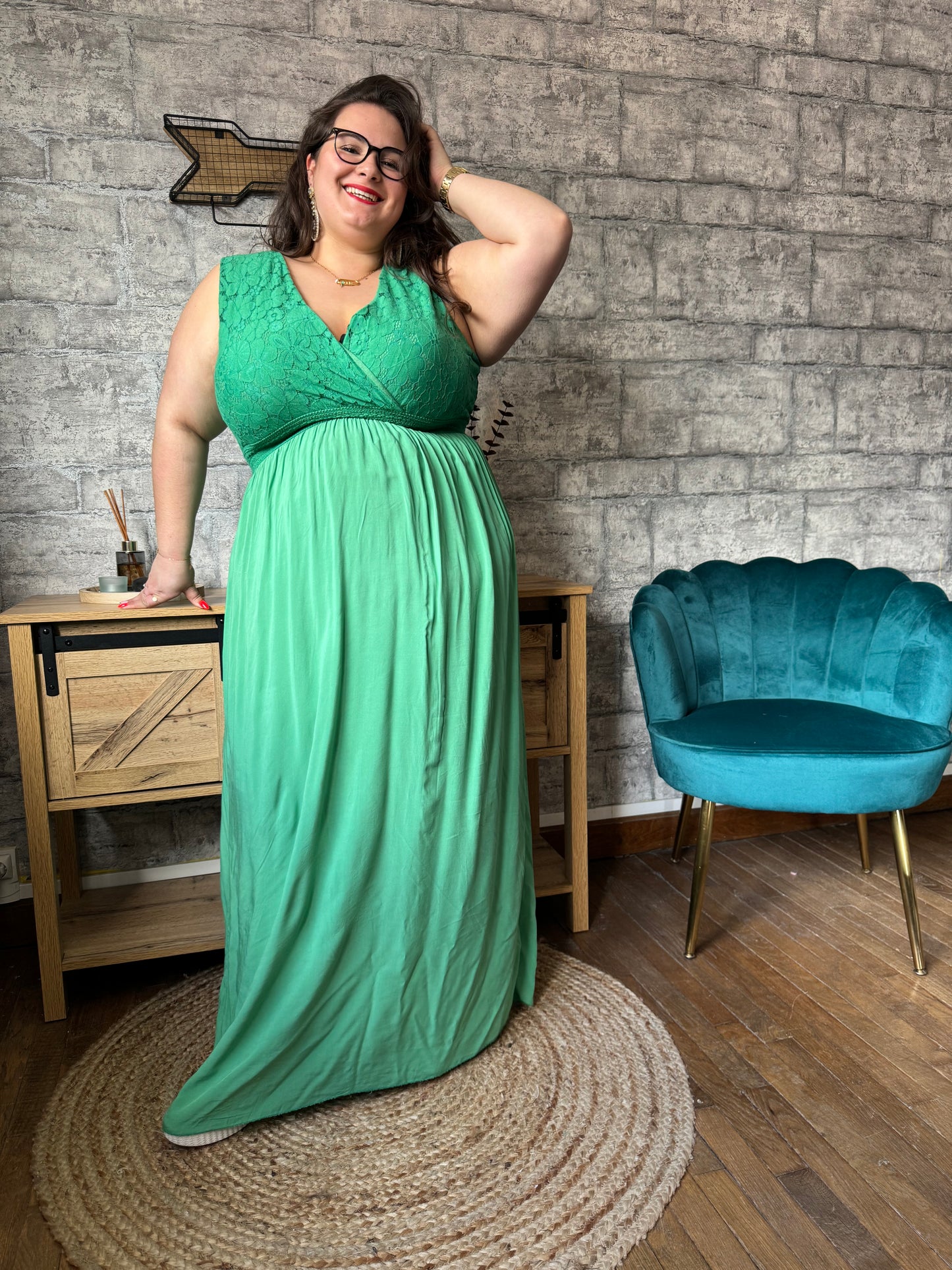 Robe Cleo Verte Pulpeuse (TU)