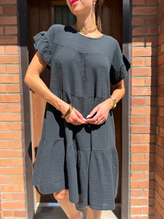 Robe Ample Coton Noir New
