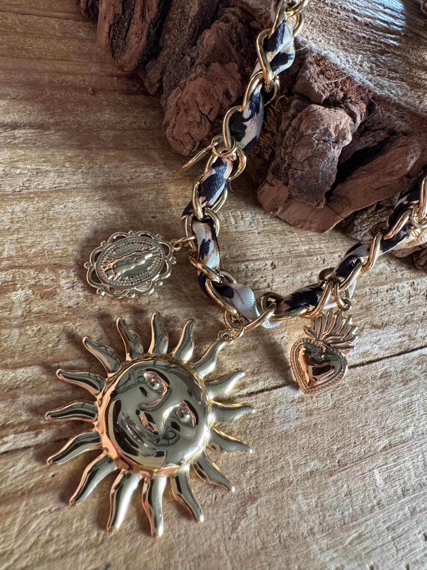 Collier Soleil Tissus Léopard