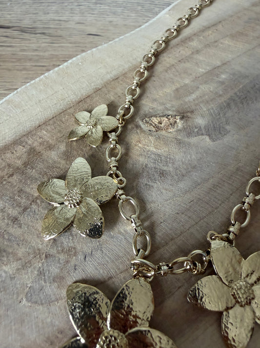 Collier 5 Fleurs Doré