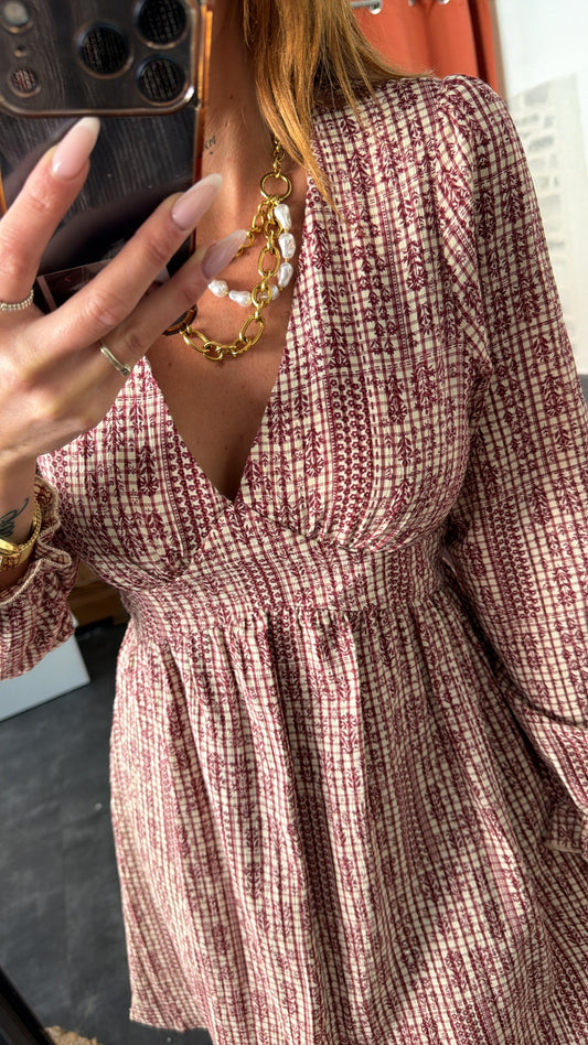 Robe Fleurs Bordeaux (taille ML)