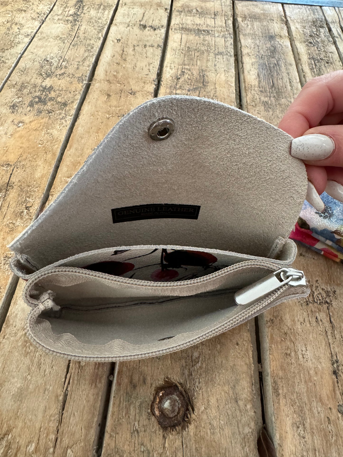 Porte Monnaie Cuir Bleu/Gris