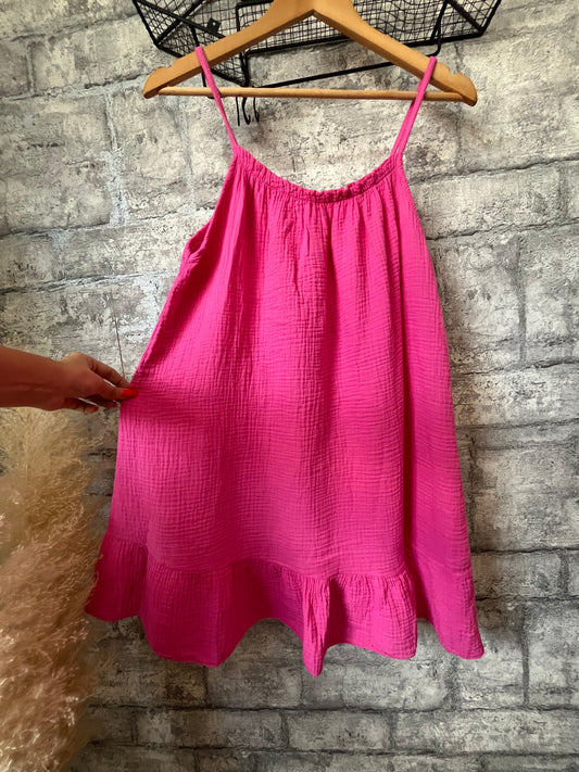 Robe Ample Bretelle Court Rose