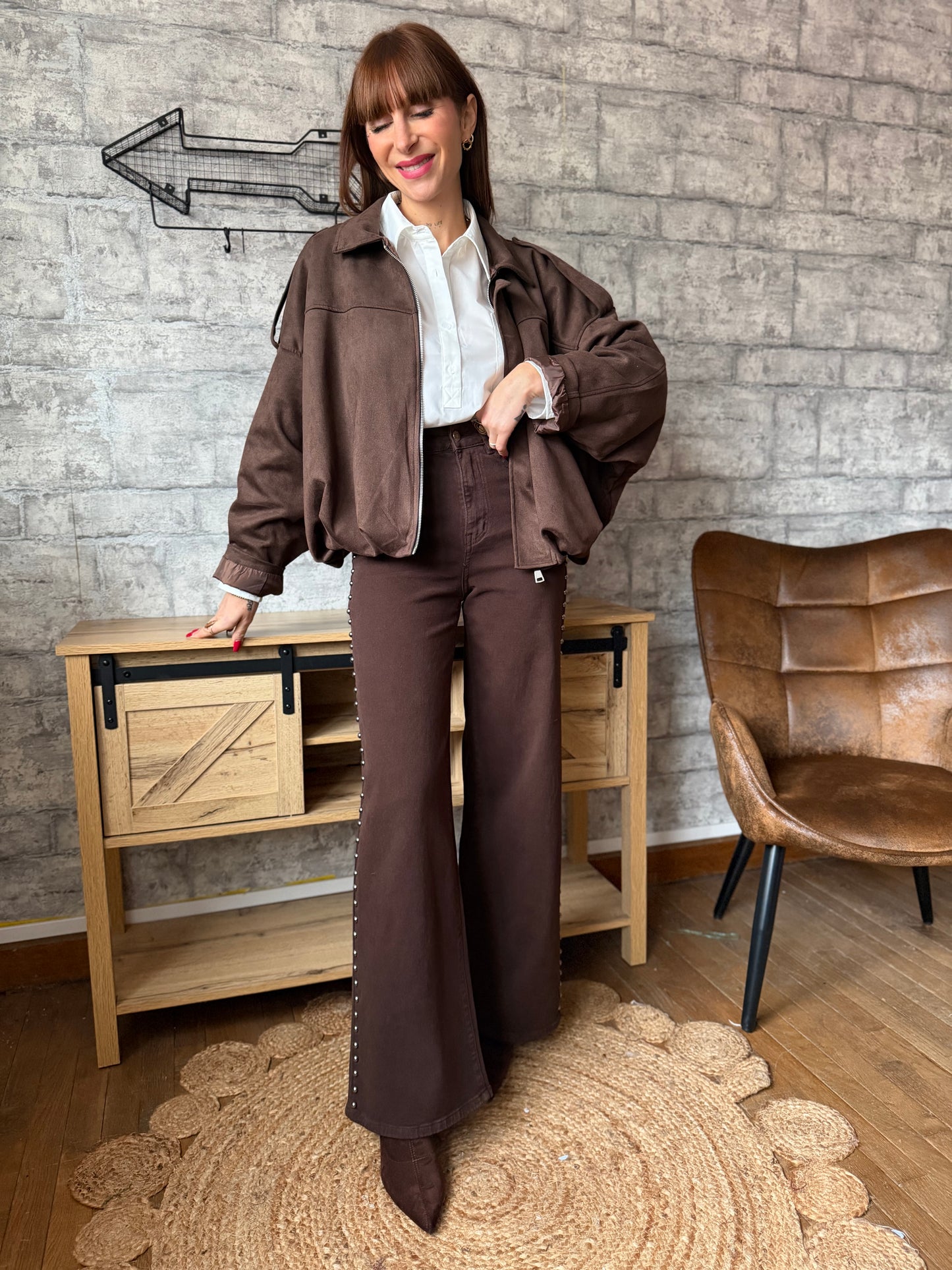 Jean's Wide Chocolat clou