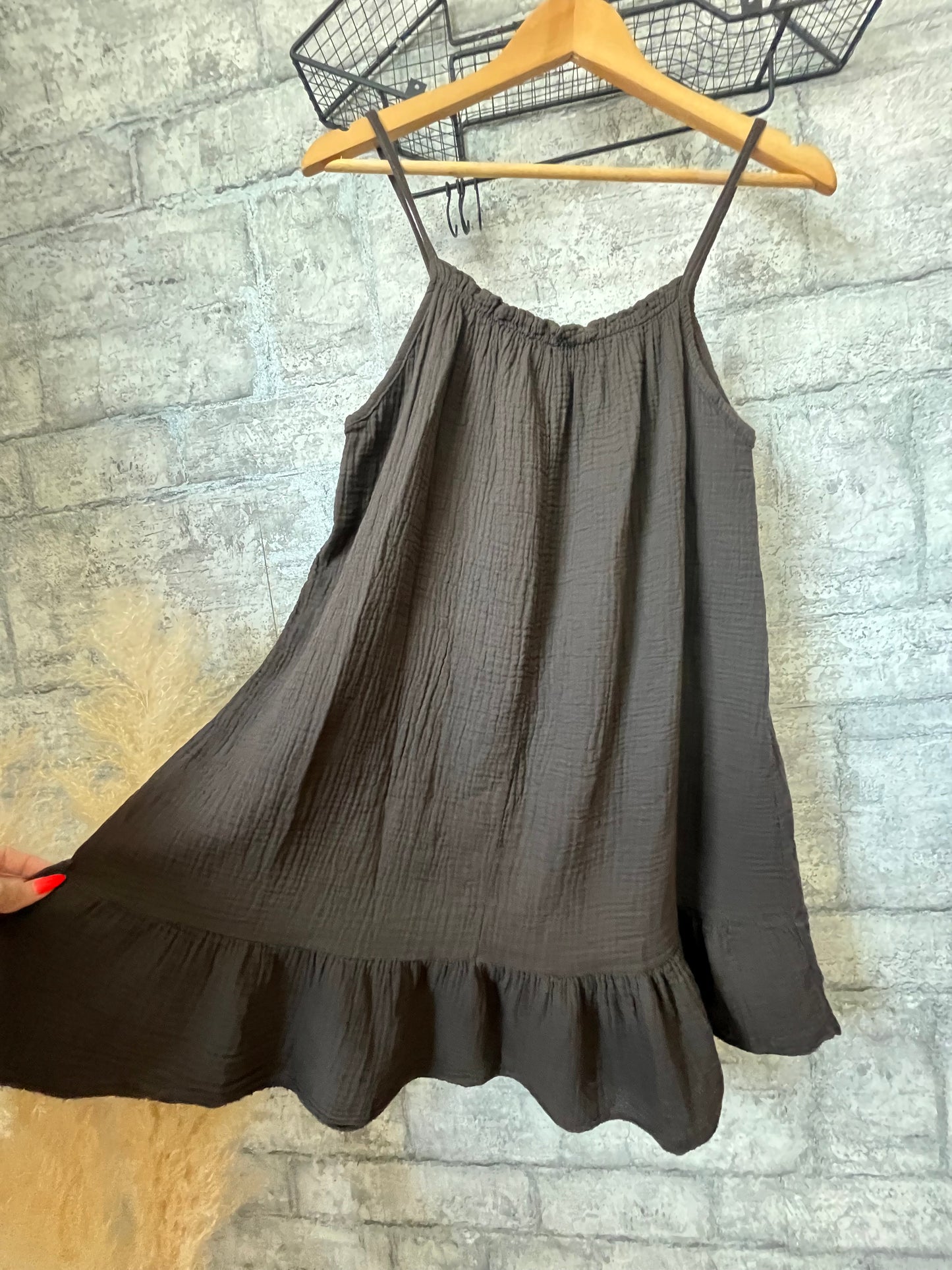 Robe Ample Bretelle Court Chocolat