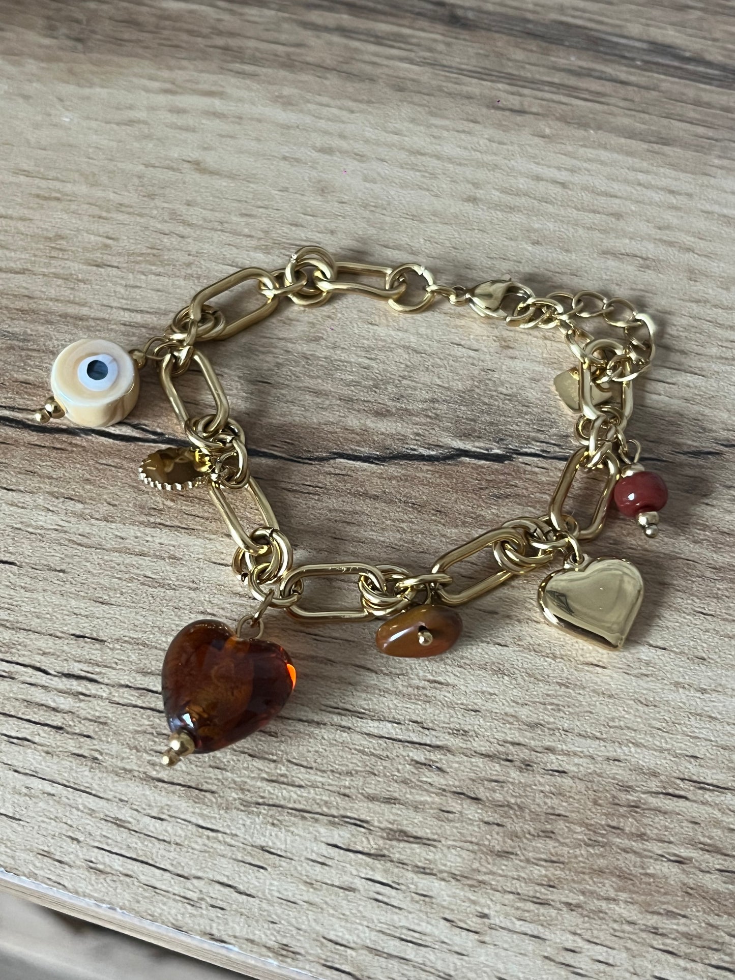 Bracelet Médaillon Coeur Rouille