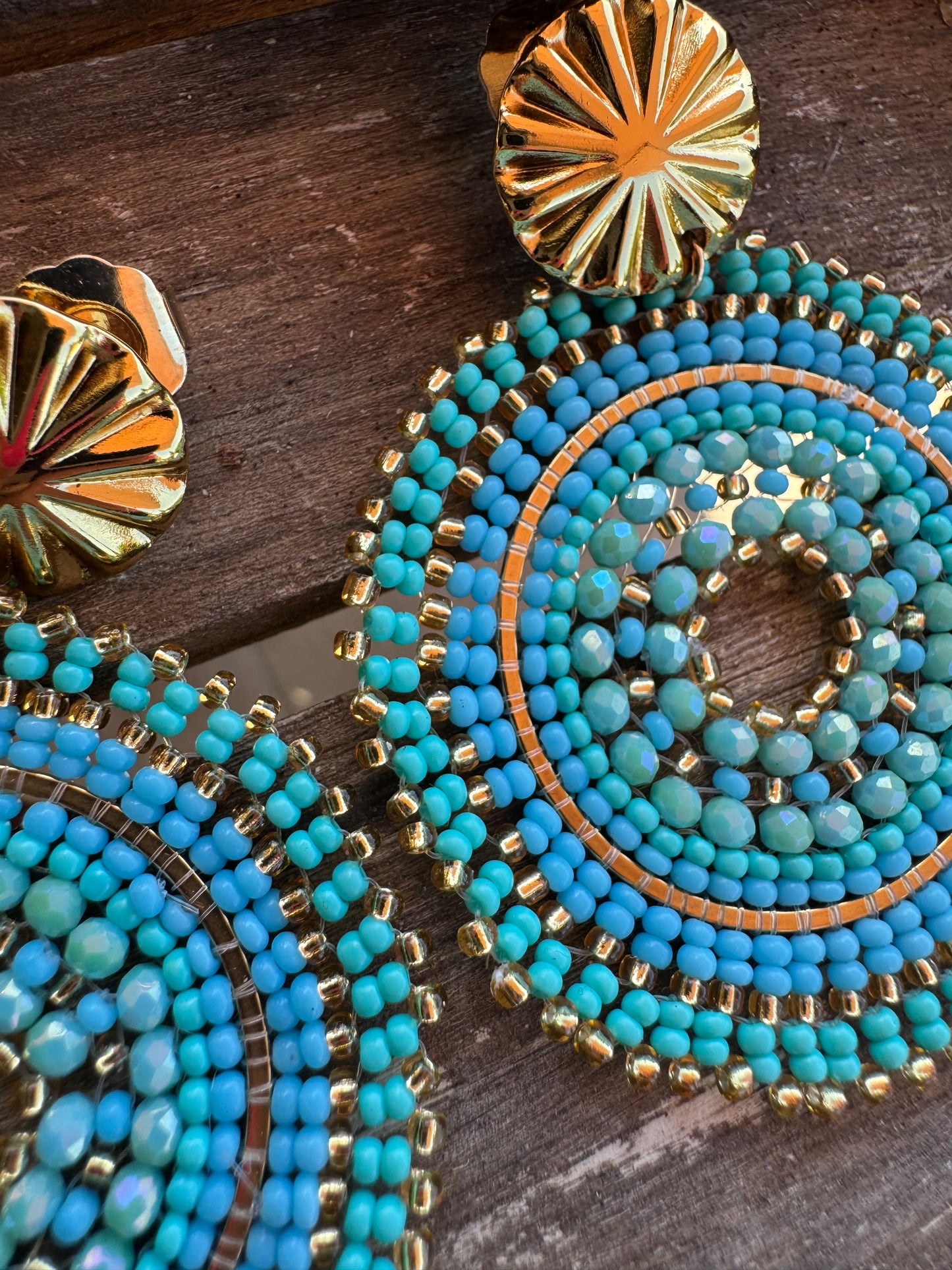 Boucle D’oreille Joy Bleu doré