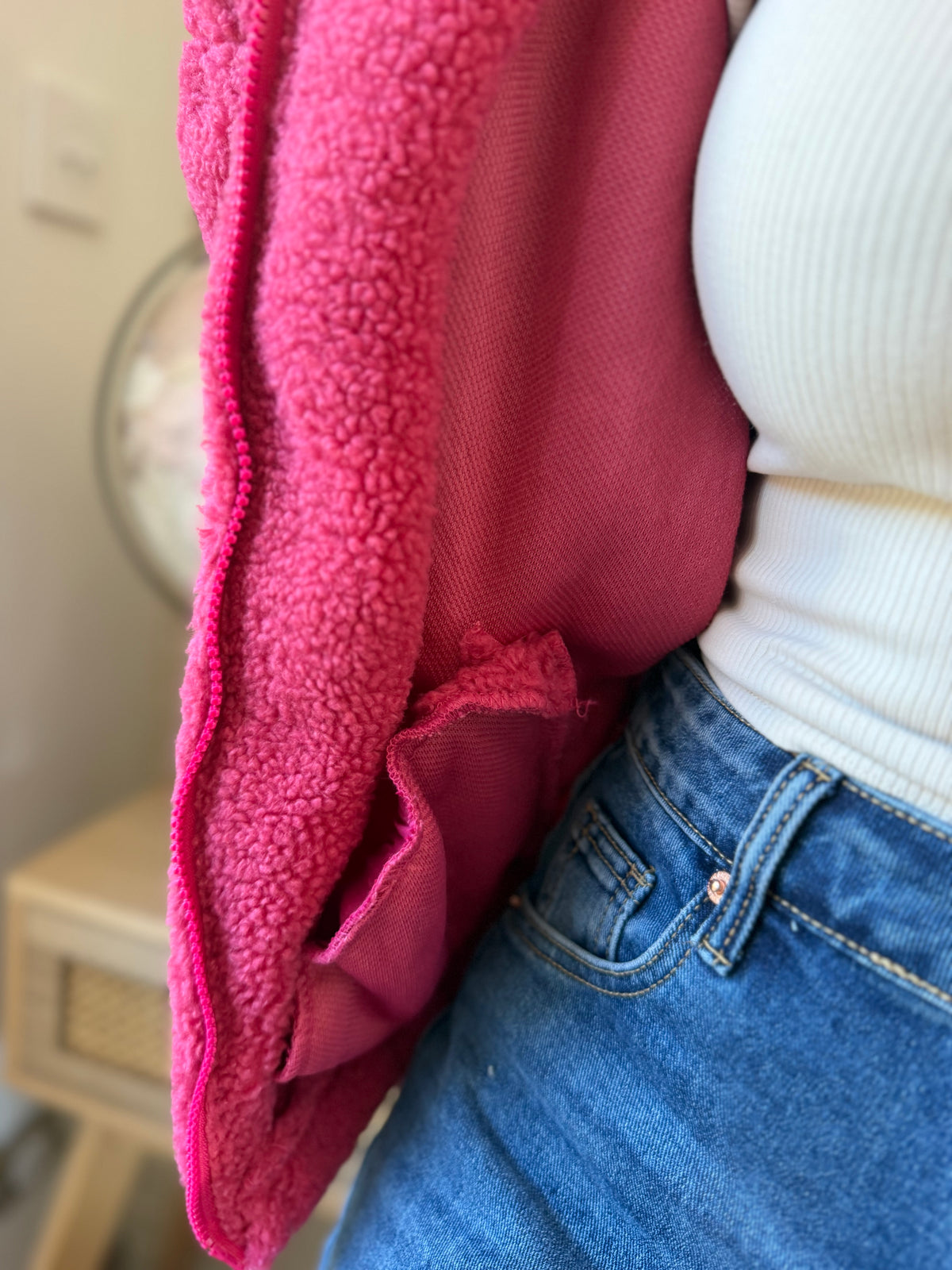 Veste Teddy Framboise