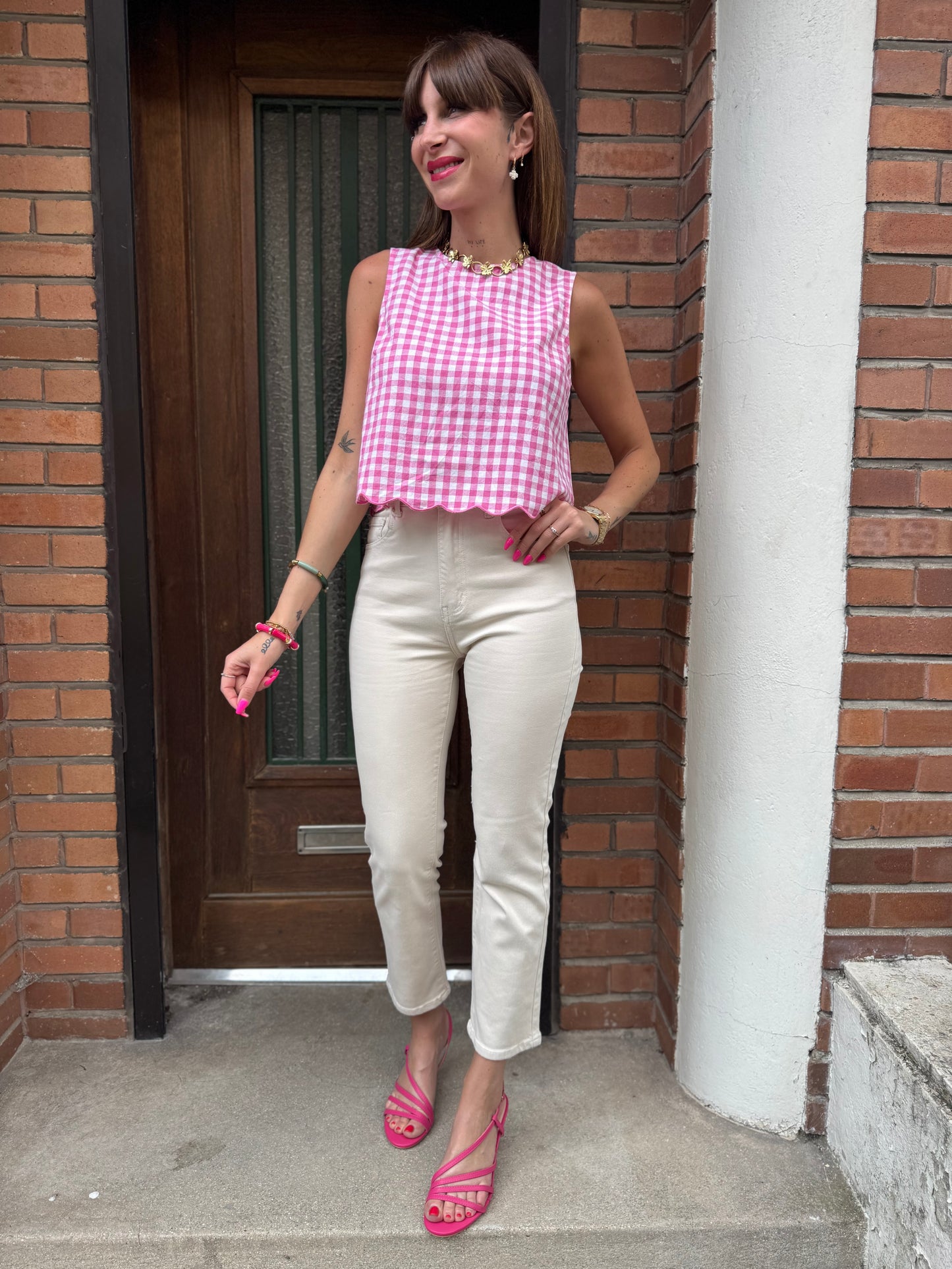 Jean's Droit Cropped Ecru (taille 38)