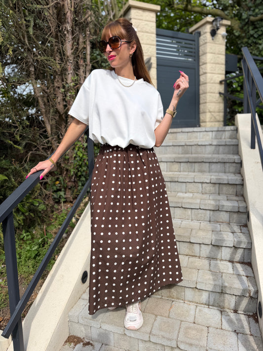 Jupe Coton Pois Chocolat