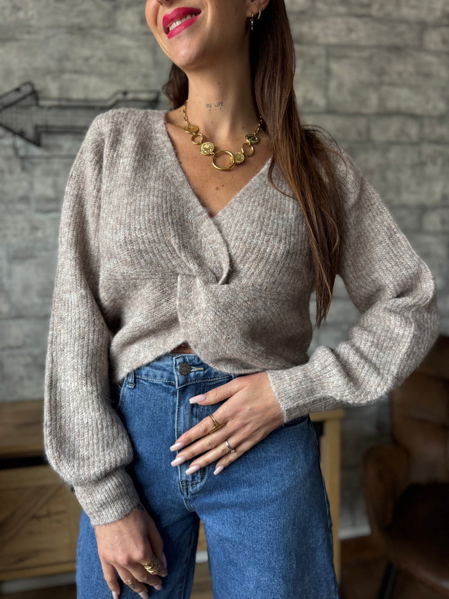 Pull Emma Reversible Taupe