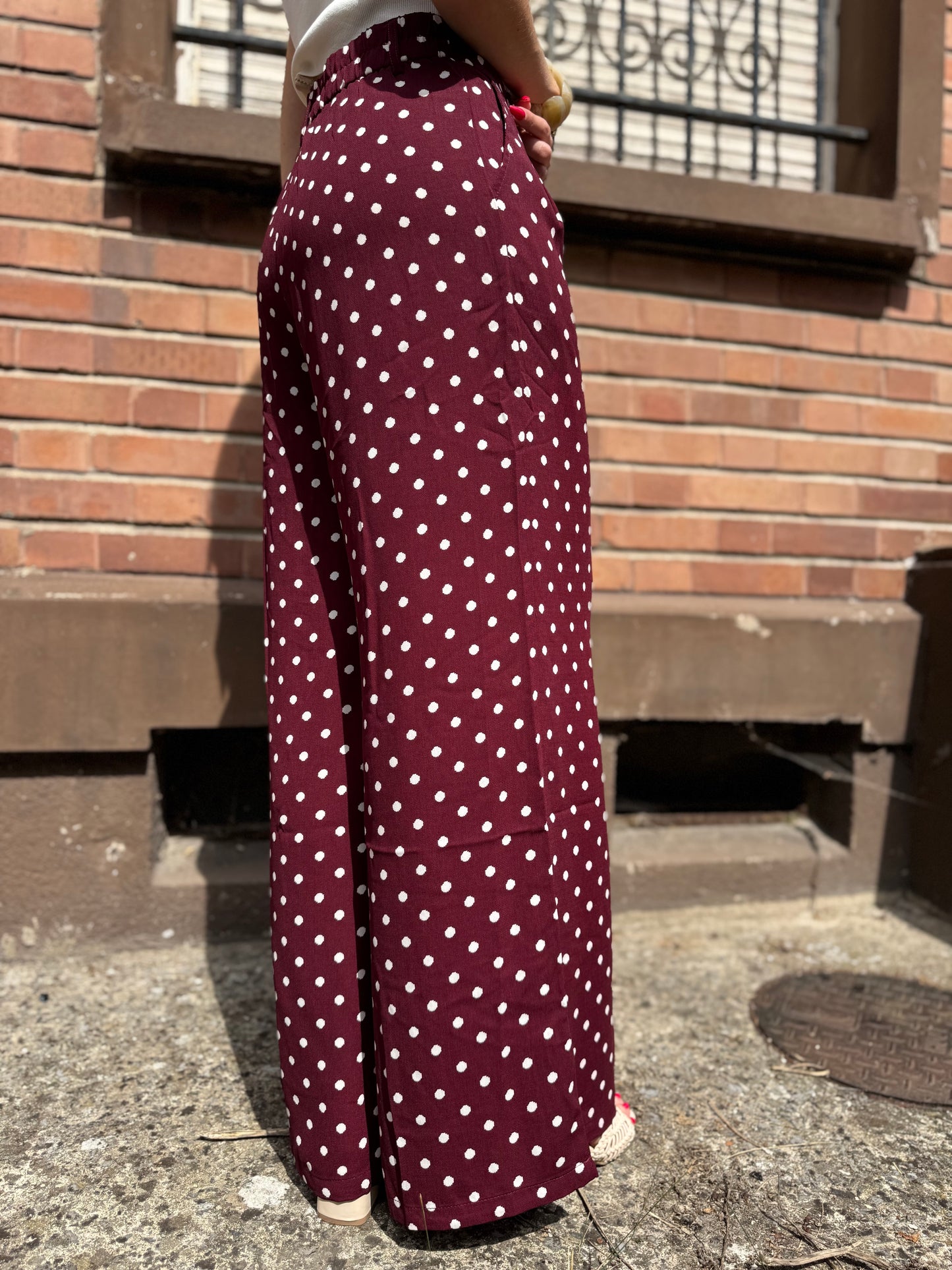 Pantalon Pois Bordeaux