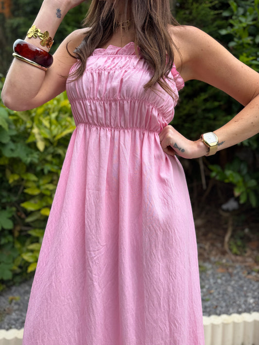 Robe Bustier Longue Rose