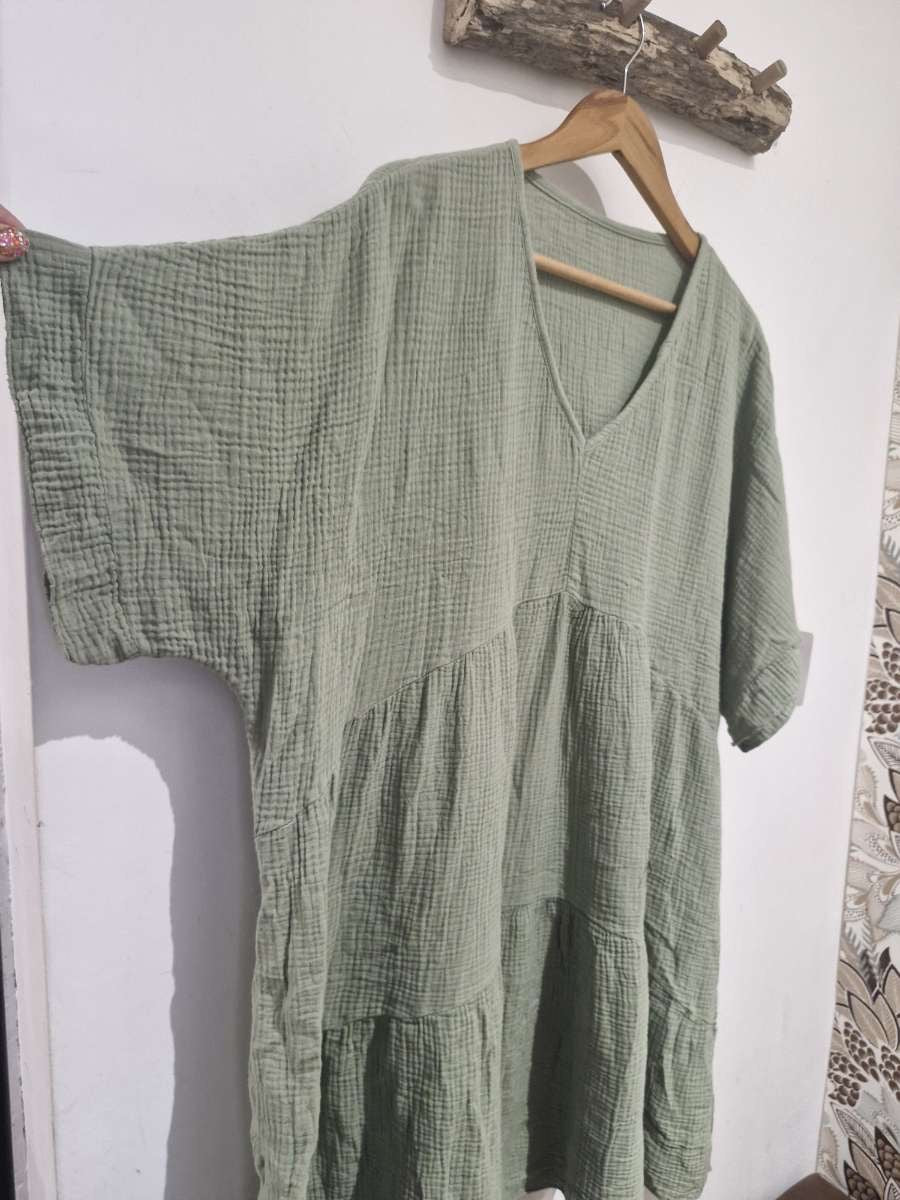 Robe Ample Coton Kaki