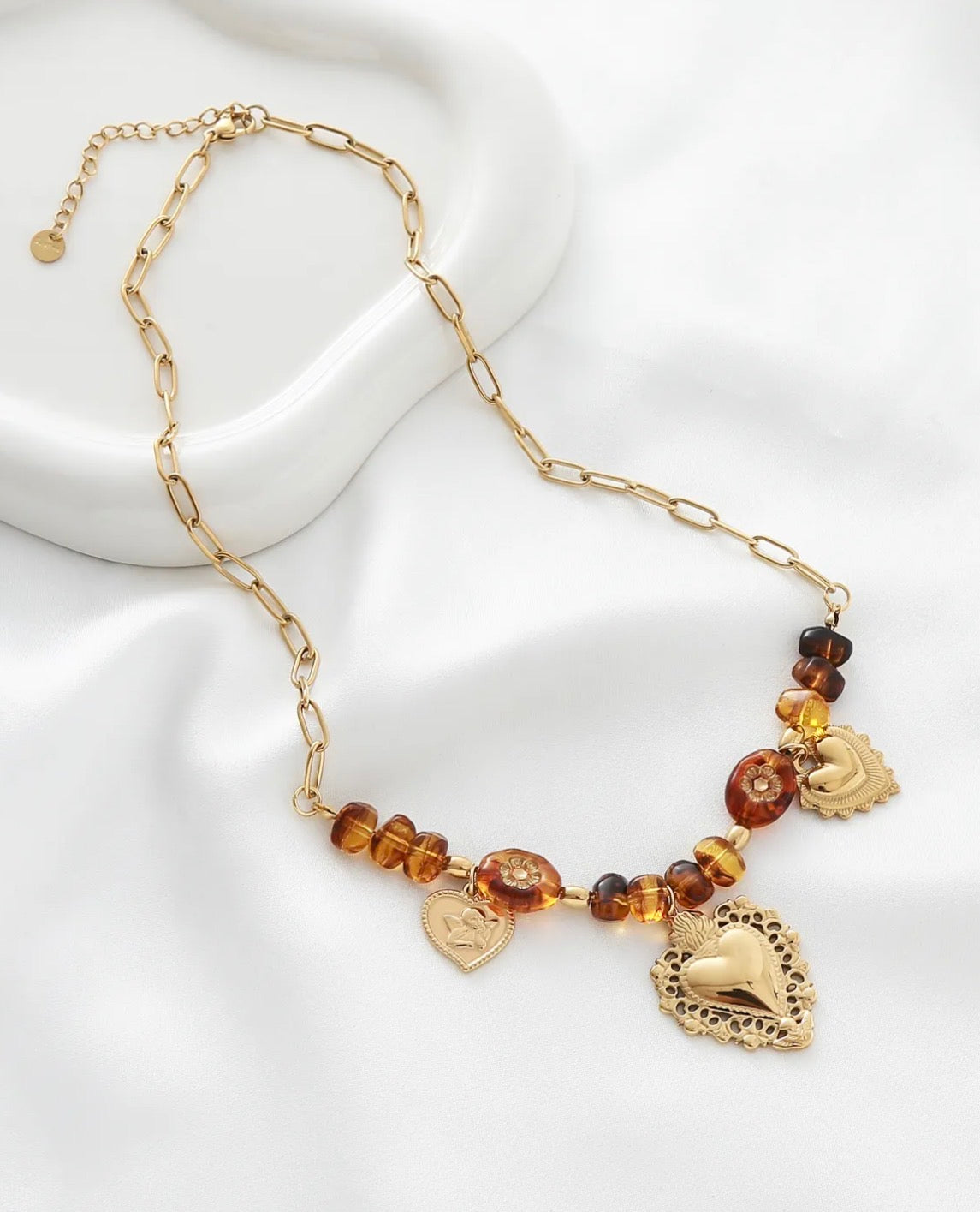 Collier Perles Cœur