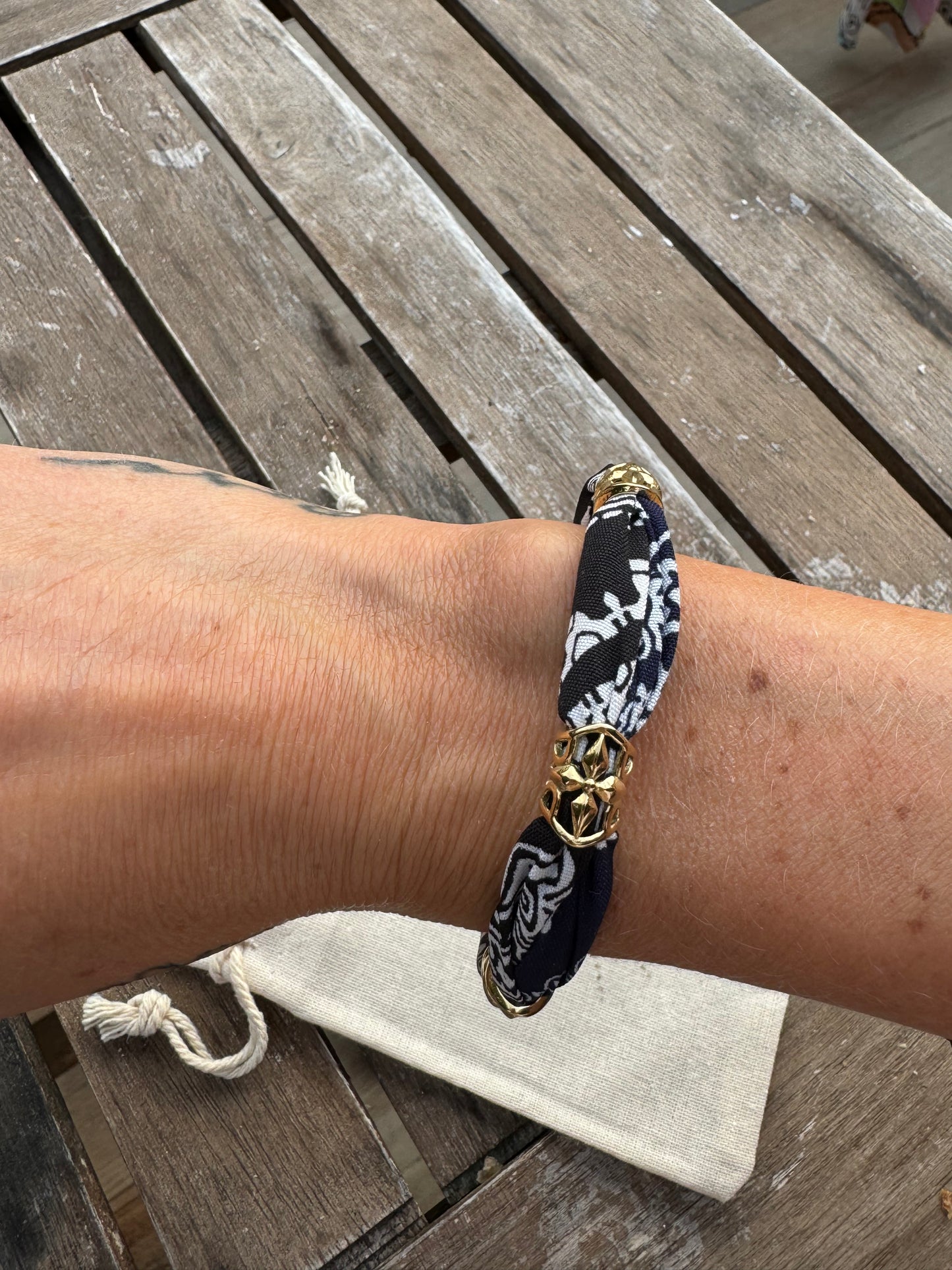 Bracelet Jonc Tissus Bleu