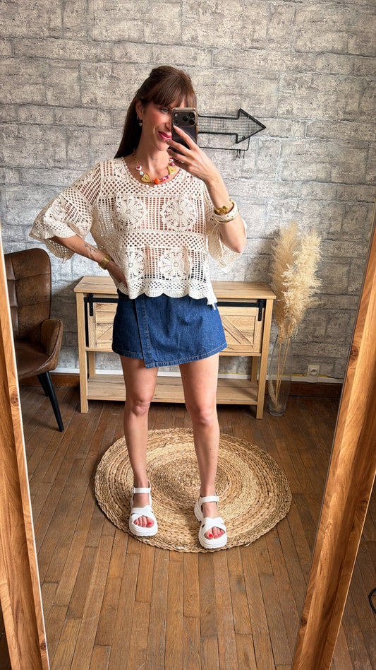 Top Manche Crochet