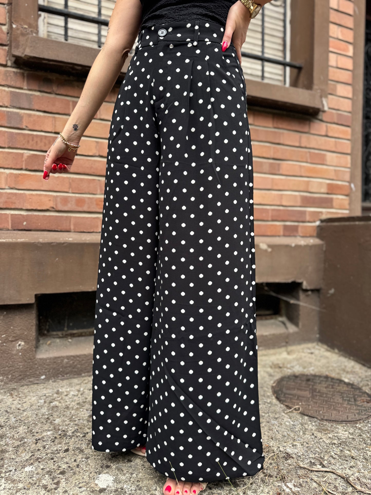 Pantalon Pois Noir