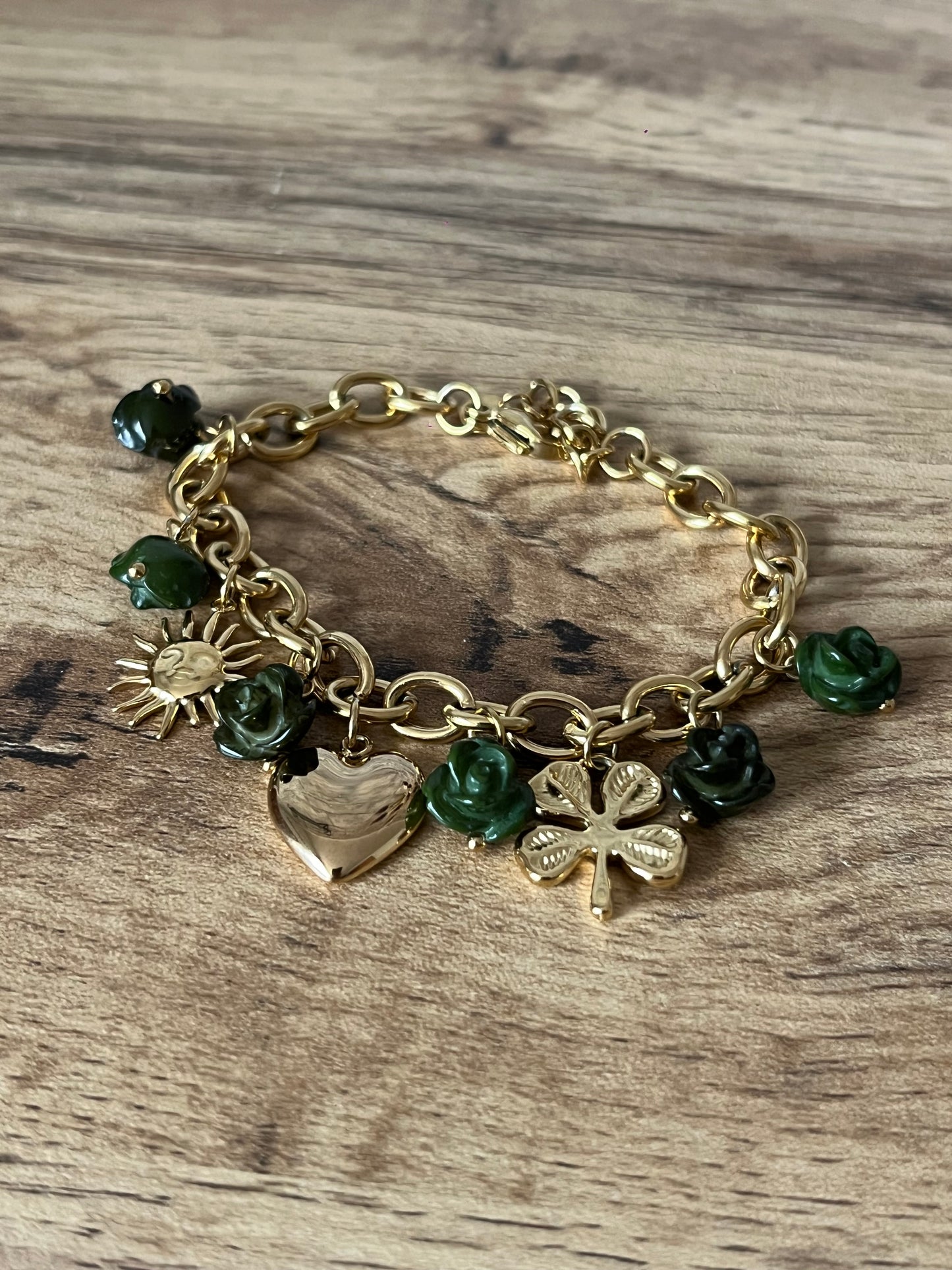 Bracelet Médaillon Cœur Vert