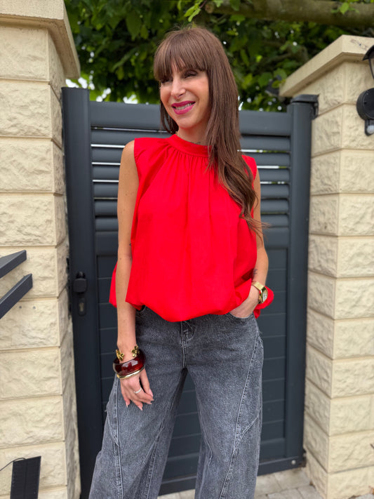 Blouse Noeuds Dos Rouge
