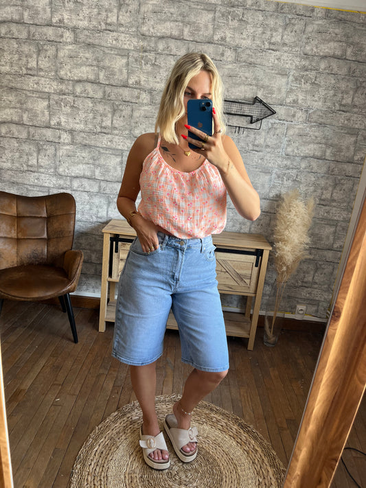 Top Coton Imprimé Orange
